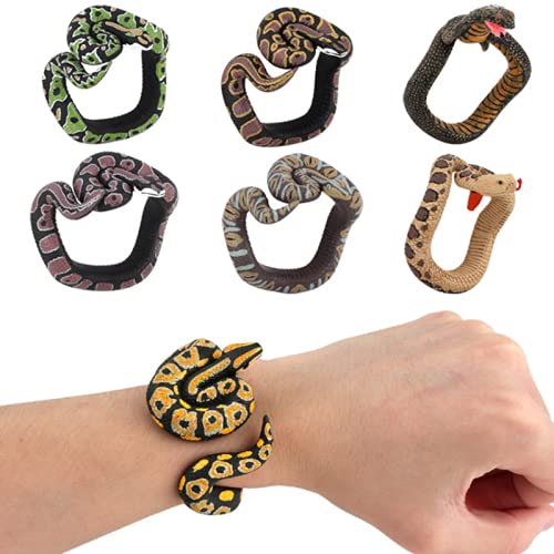 ROWOZOUY 7pcs Realistic Fake Snake Bracelet - Halloween Prank Toys for Kids & Adults, Funny Resin Animal Model Jewelry for Parties, Gag Gifts & Practical Jokes