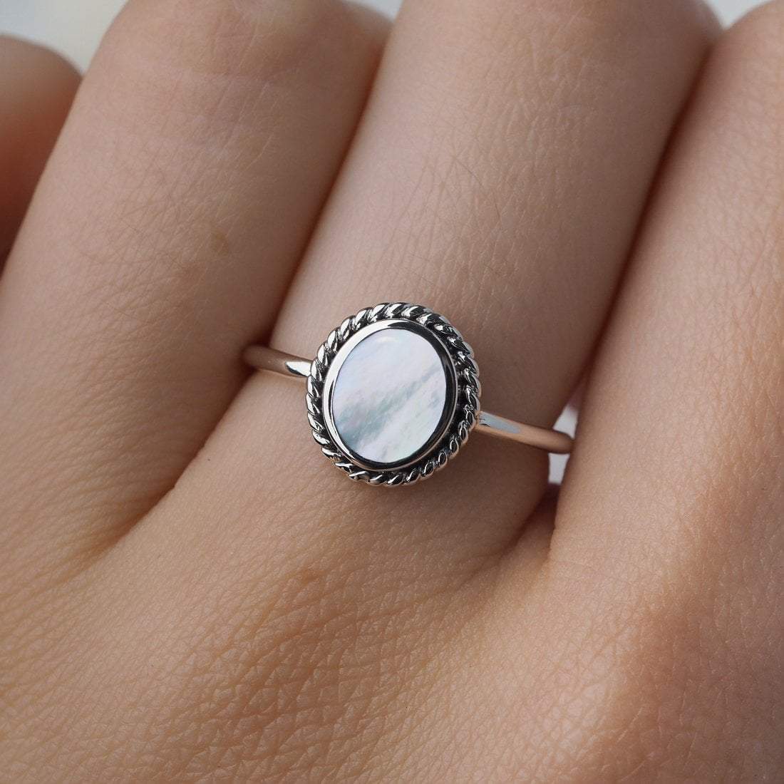 Sephira Genuine Mother of Pearl Ring for Women - Elegant Handmade Shell Jewelry Gift for Her - Perfect for Weddings, Anniversaries & Special Occasions