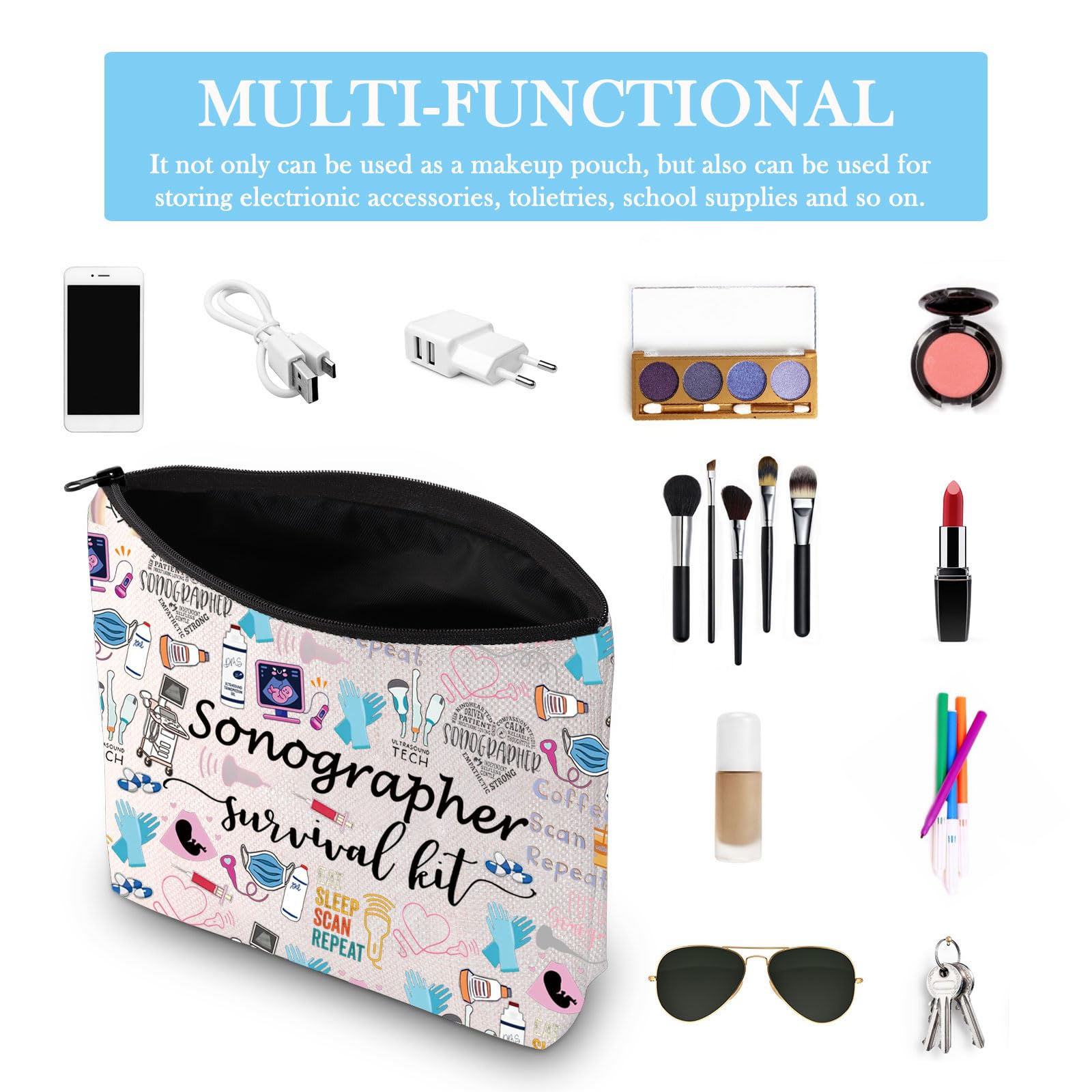 GJTIM Sonographer Survival Kit - Perfect Gift for Ultrasound Techs & Radiologists - Durable Zipper Pouch & Makeup Bag (2-Piece Set) - Ideal for Medical Professionals, Clinical Use & Travel Essentials