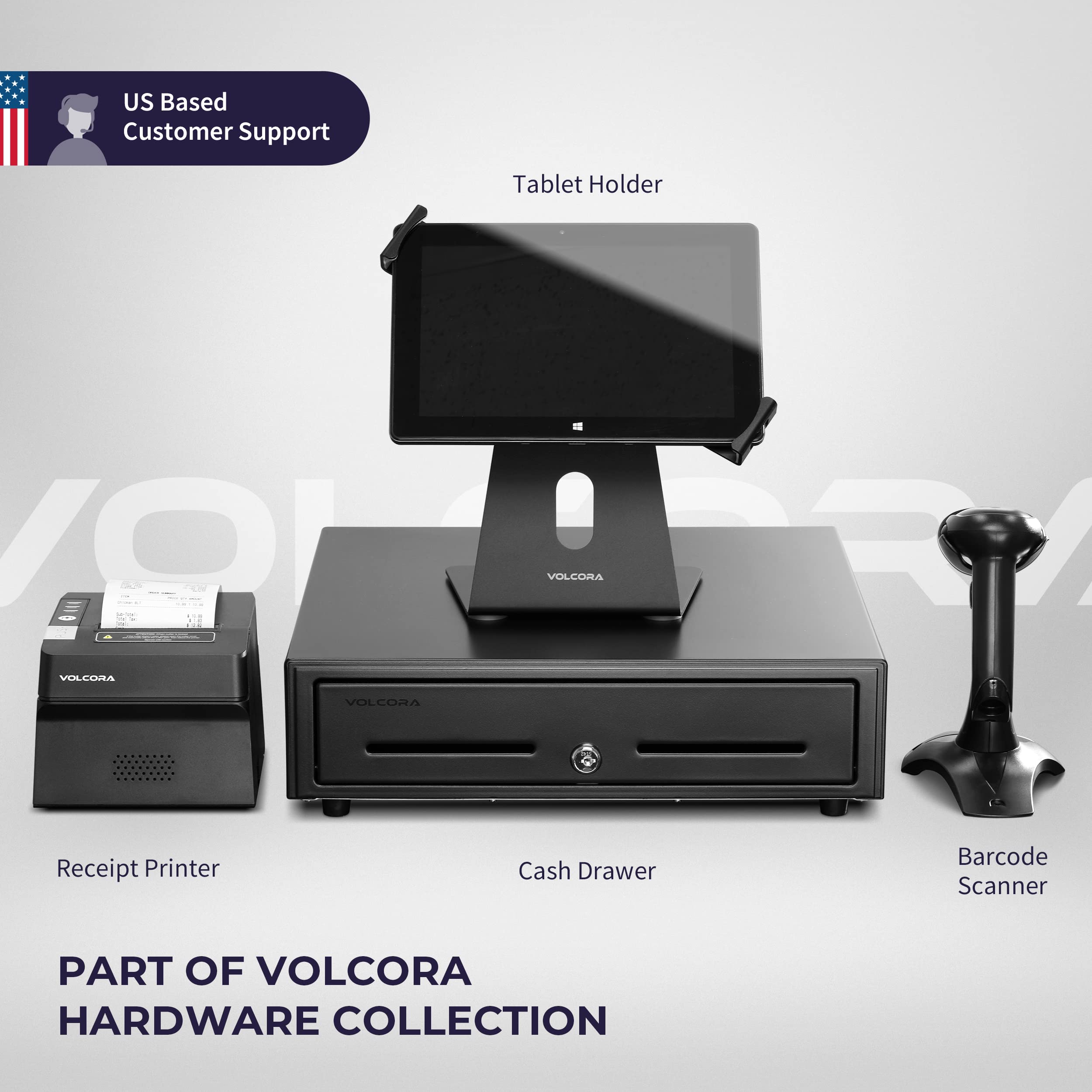 Volcora 80mm Thermal Receipt Printer with Auto Cutter - USB/Bluetooth POS Printer for Windows, Mac, Linux - ESC/POS Compatible for Cash Drawer - High-Speed Kitchen & Retail Receipt Printer - Wall Mountable (Black) - Perfect for Restaurants, Retail Stores, and Small Businesses