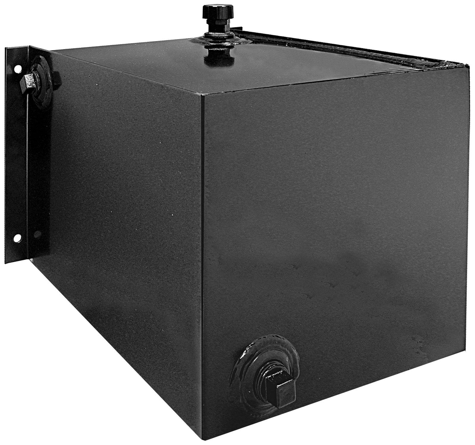 Buyers Products SMR7S 7 Gallon Side Mount Steel Hydraulic Reservoir - Black Powdercoat with Magnetic Drain Plug | Heavy Duty Truck Hydraulic System Accessories for Dump Trucks, Snow Plows & Construction Equipment