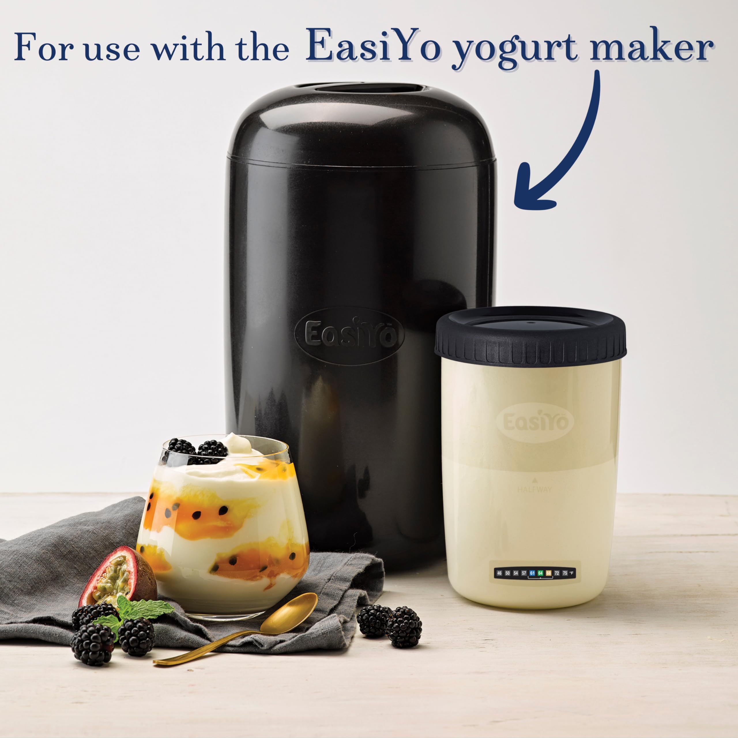 EasiYo Extra Jars (2-Pack) - Compatible with EasiYo Yogurt Maker for Homemade Yogurt | Perfect for Meal Prep & Healthy Snacks