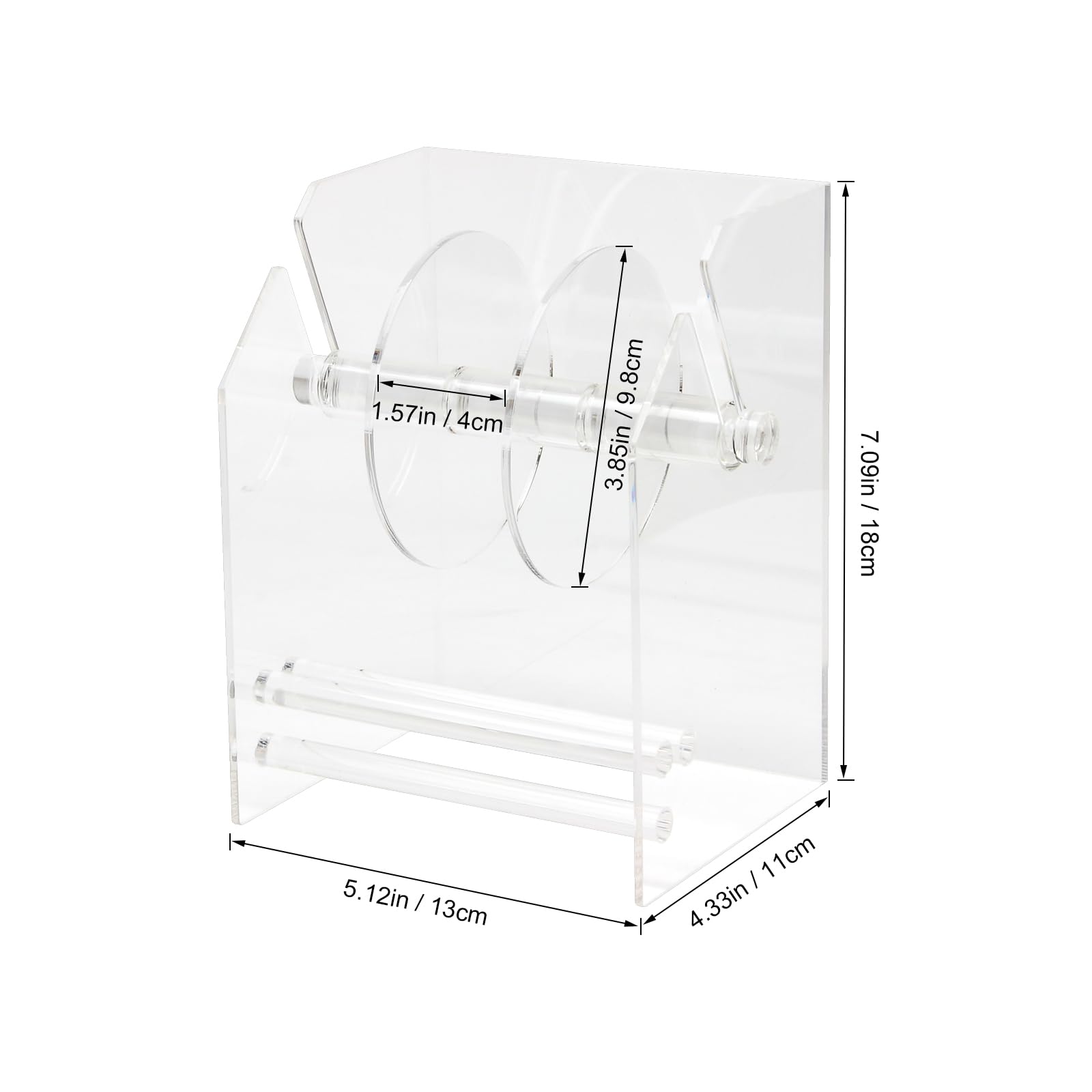 Adjustable Acrylic Label Dispenser - Transparent Sticker Roll Holder for Office & Home Organization - Desktop Sticker Organizer Stand with 3 Disks - Perfect for Mailing, Filing, and Craft Projects