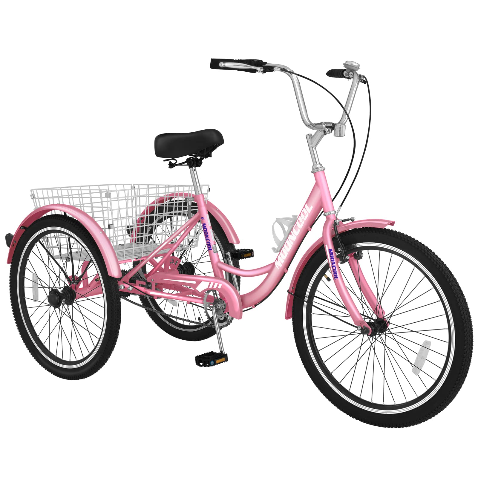 SLSY Adult Tricycles Single Speed 3-Wheel Bikes for Seniors, Women & Men - 20/24/26 Inch Cruise Trike with Shopping Basket - Perfect for Grocery Shopping, Neighborhood Rides & Outdoor Recreation