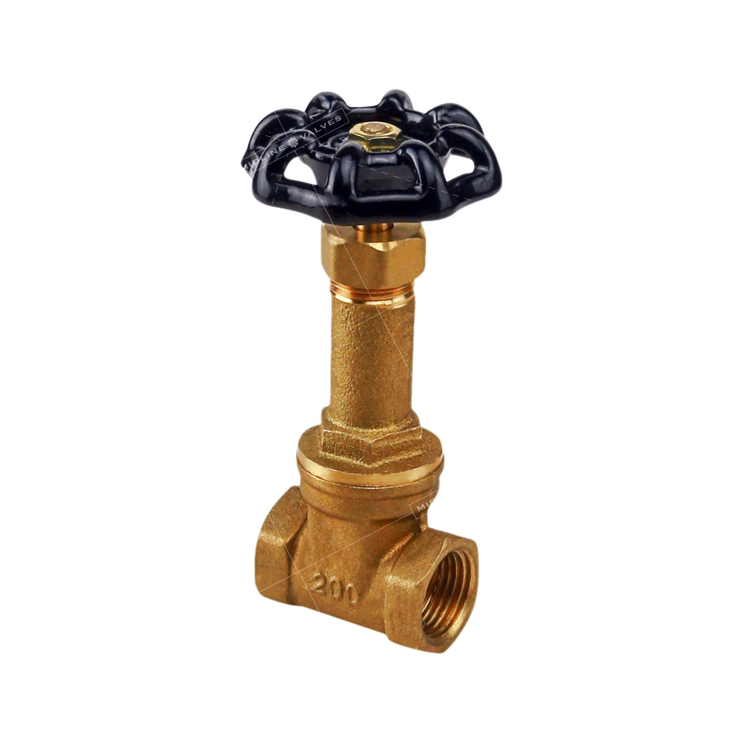 66564-5 Midline Valve 3/4 Inch FIP Long Bonnet Gate Valve - 5 Pack Cast Brass for Water & Gas Lines - Perfect for Plumbing, Irrigation & Industrial Applications