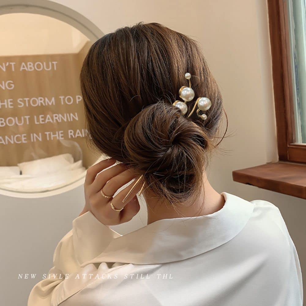 UTHTY Wedding Pearl Hair Pins - Elegant Bridal Hair Accessories with Alloy Pearls, Hair Sticks & Bobby Pins for Hairstyling (2-Pearl Design) - Perfect for Weddings, Proms & Special Occasions