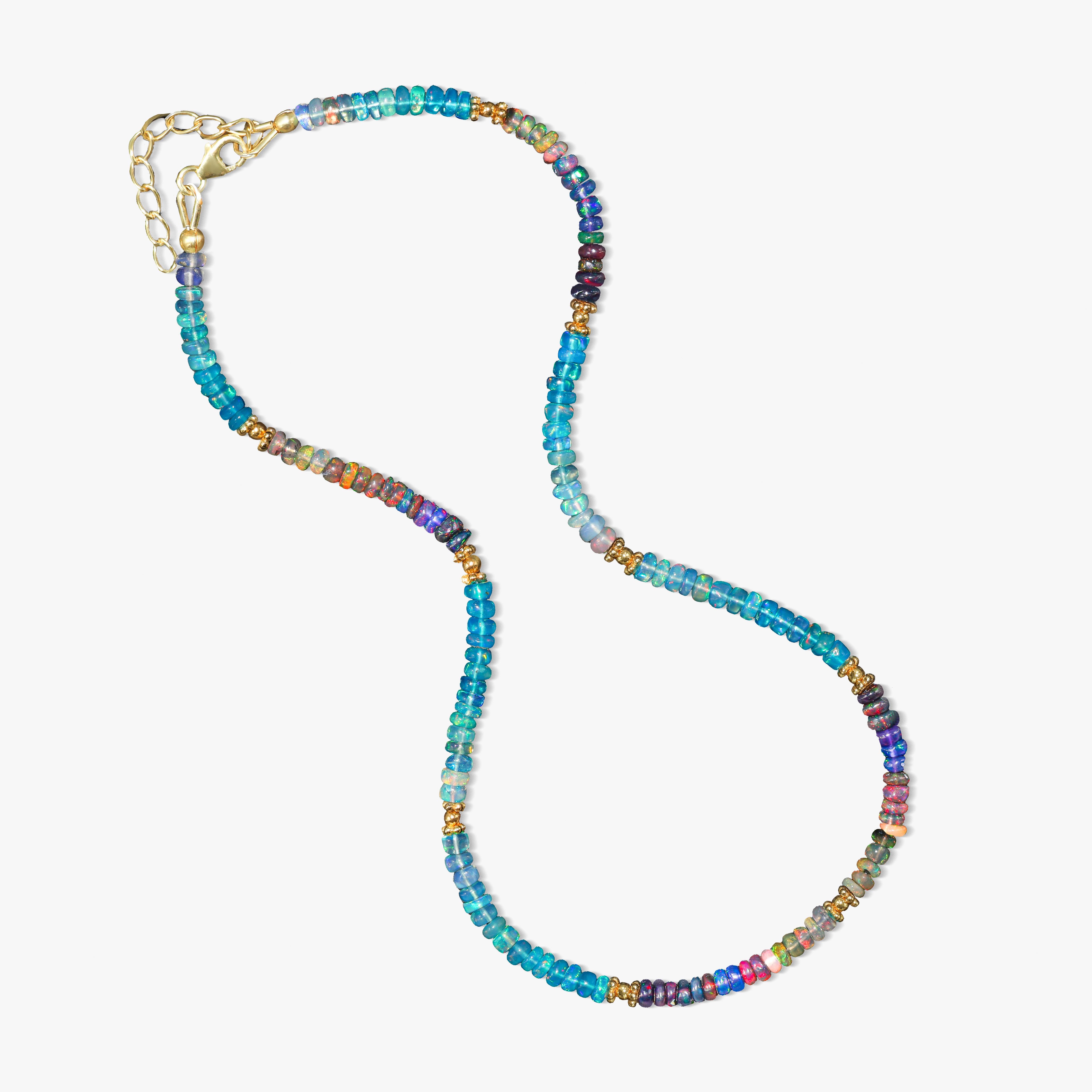 Natural Fire Multi Opal Beaded Necklace for Women – Handmade Gemstone Jewelry for Boho Style, Wedding & Party Accessories