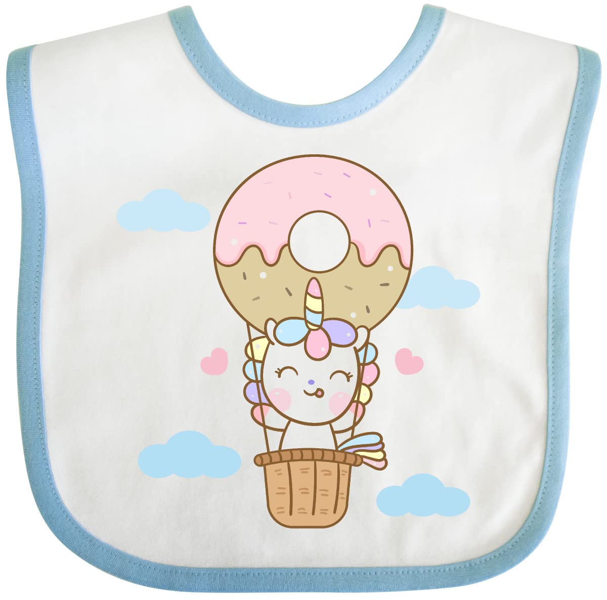 Inktastic Cute Unicorn Donut Balloon Baby Bib - Soft Cotton Drool Bib for Newborns & Infants - Perfect for Feeding, Playtime & Photo Shoots