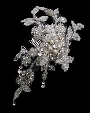 Vintage Lace Bridal Headpiece with Pearls – Best-Selling Wedding Hair Accessory by Kezani | Perfect for Boho, Vintage & Romantic Weddings