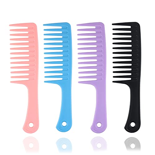 Wide Tooth Comb for Curly Hair - Large Detangling Comb for Wet Hair, Durable Hair Brush for Styling & Professional Hair Care - Perfect for Curly & Long Hair (4 Pack) - Salon Quality & Home Use