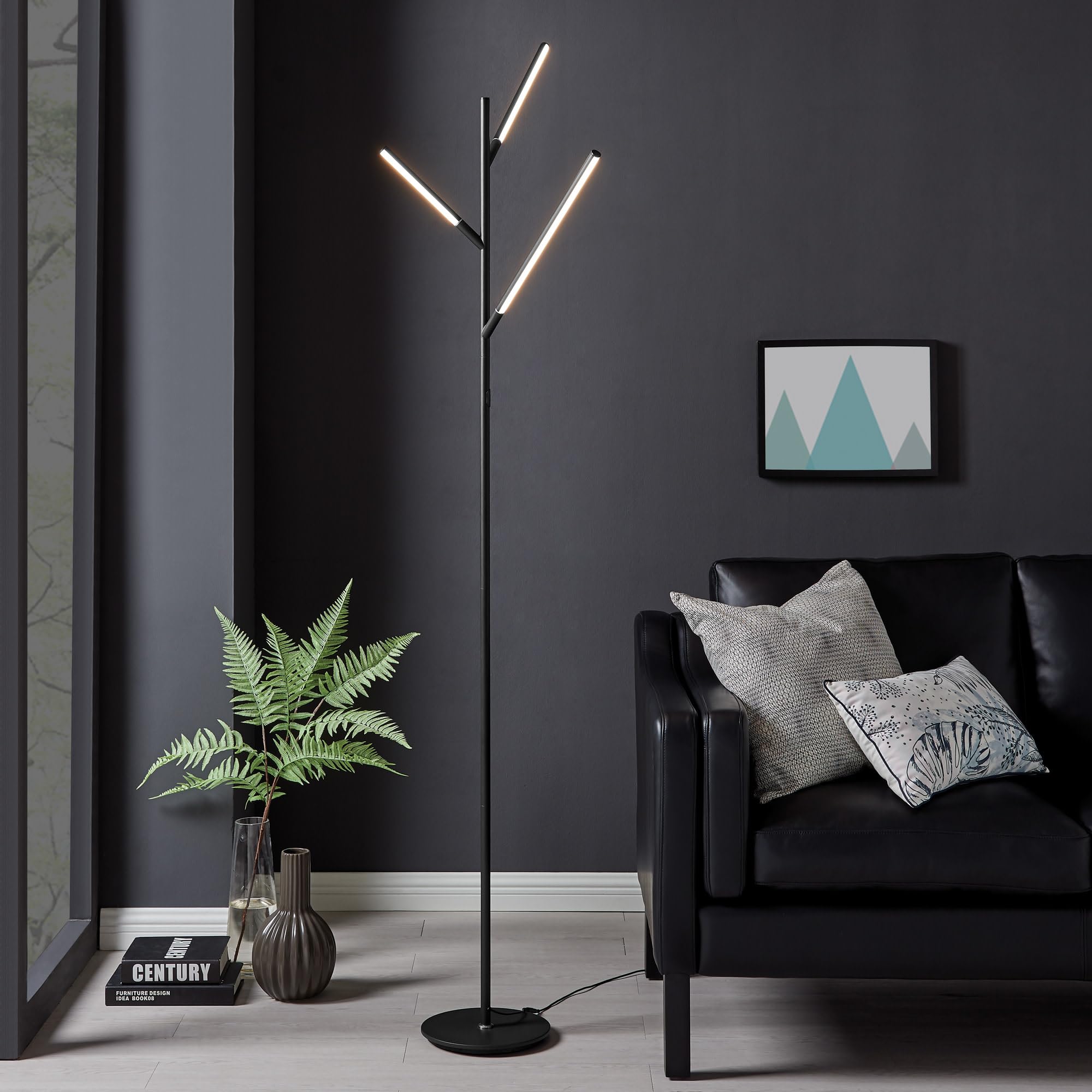 Modern Silver Metal LED Tree Floor Lamp - 74.5