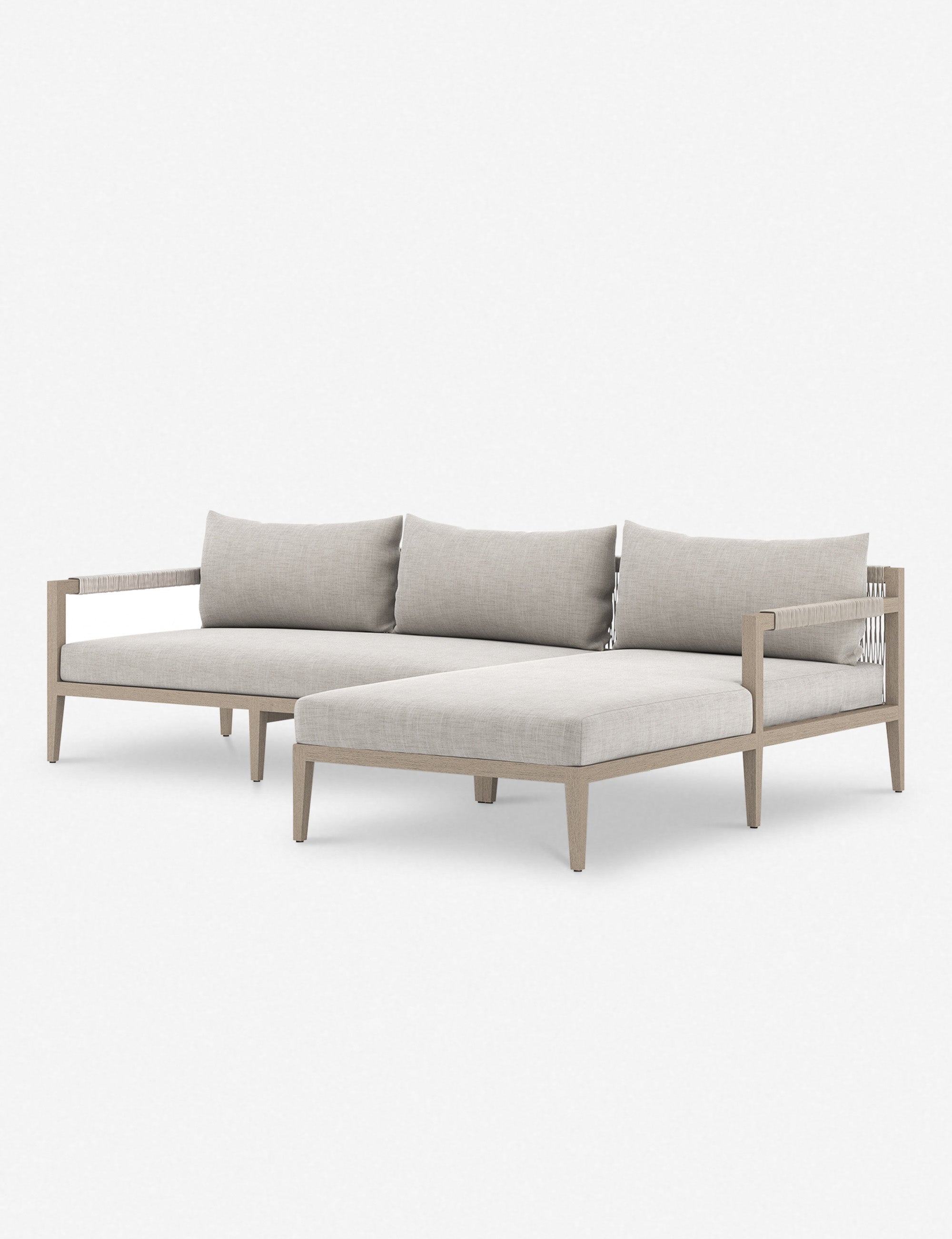 Premium Cadenza Indoor/Outdoor Teak Sectional Sofa Set - Weather-Resistant Patio Furniture for Backyard, Poolside & Garden Lounge - 6-Piece Modular Seating with Cushions