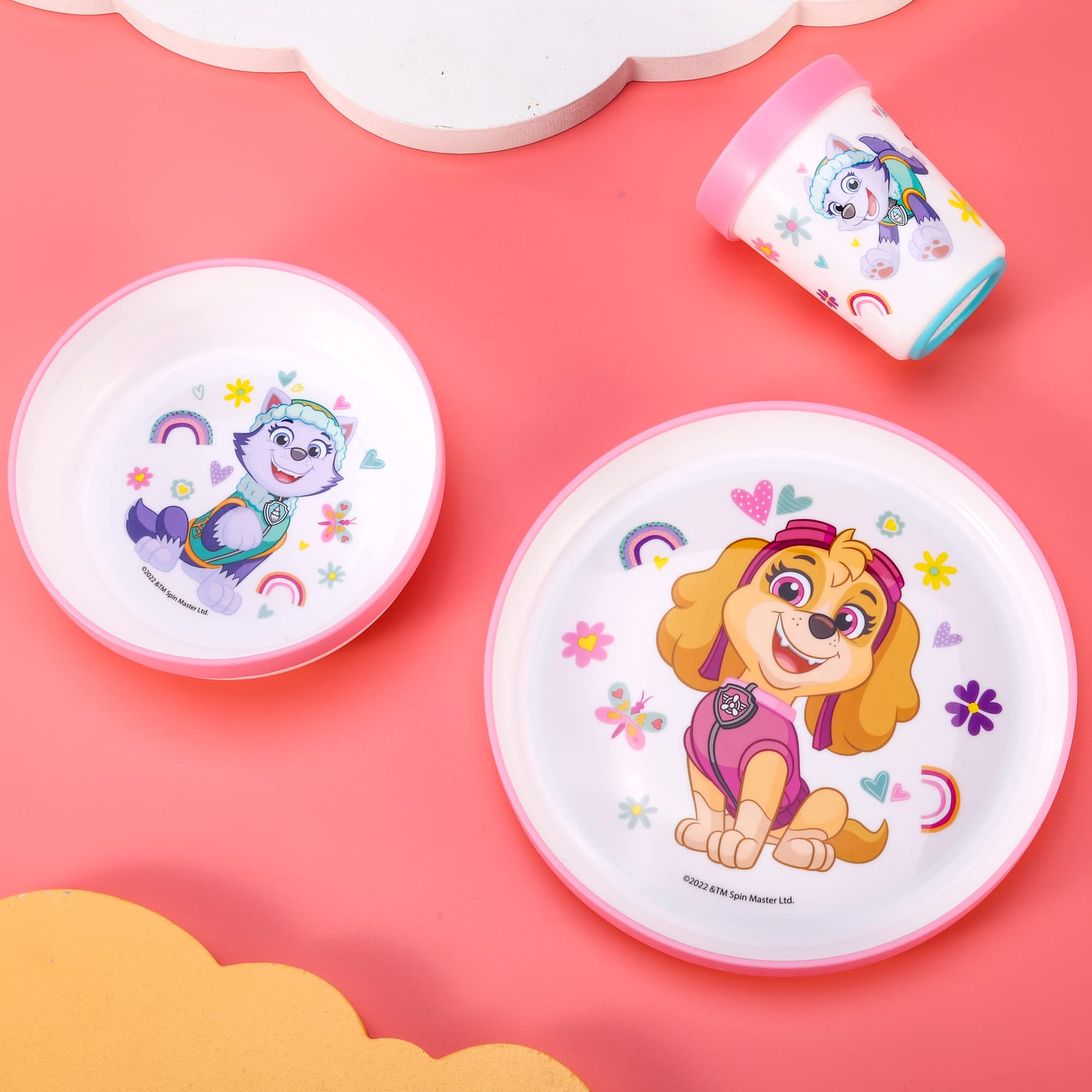 Paw Patrol 3-Piece Reusable Kids Dinnerware Set - Bicolor Plate, Bowl & Cup | Durable Premium Tableware for Toddlers | Perfect for Home, School & Picnics