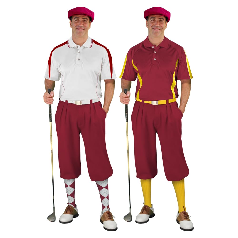 Premium Impact Golf Outfits for Men - Stylish Maroon Polo Shirt & Pants Set - Perfect for Golf Tournaments, Country Club Events & Casual Wear