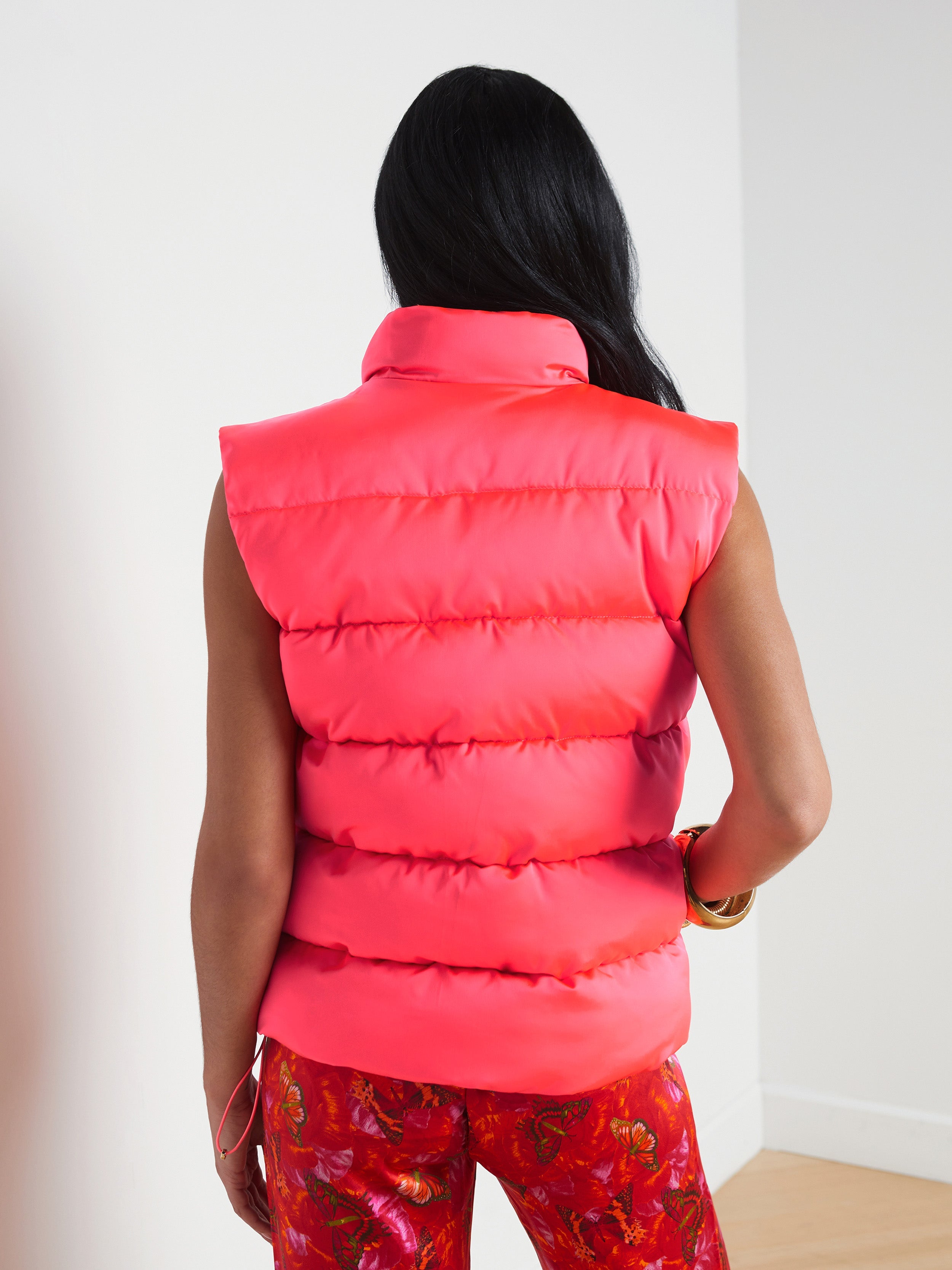 Rae Puffer Vest for Women - Lightweight Warm Winter Jacket in Neon Coral - Perfect for Outdoor Activities, Hiking & Casual Wear