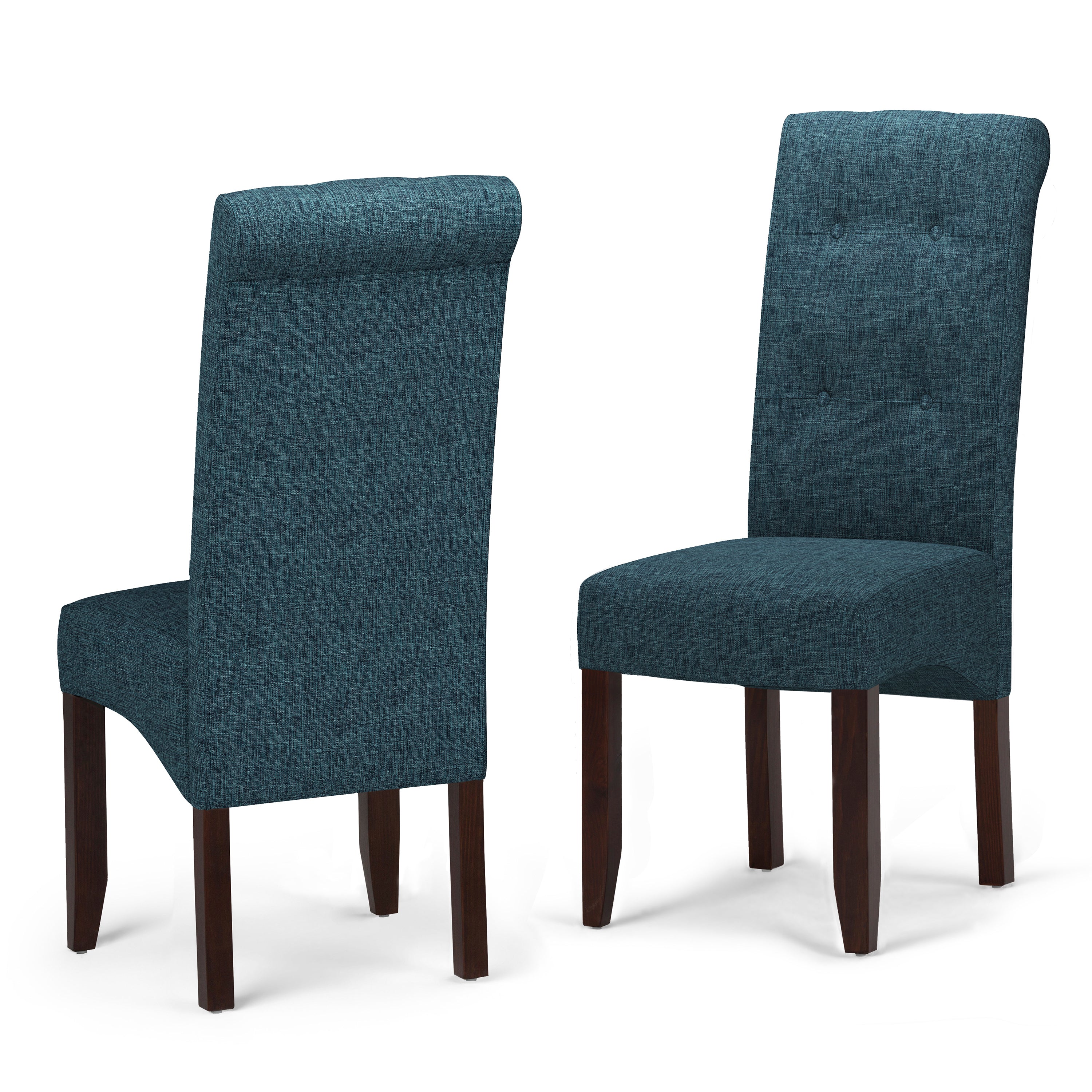 Premium Cosmopolitan Deluxe Tufted Parson Chairs (Set of 2) - Denim Blue Upholstered Dining Chairs for Kitchen, Dining Room & Home Office