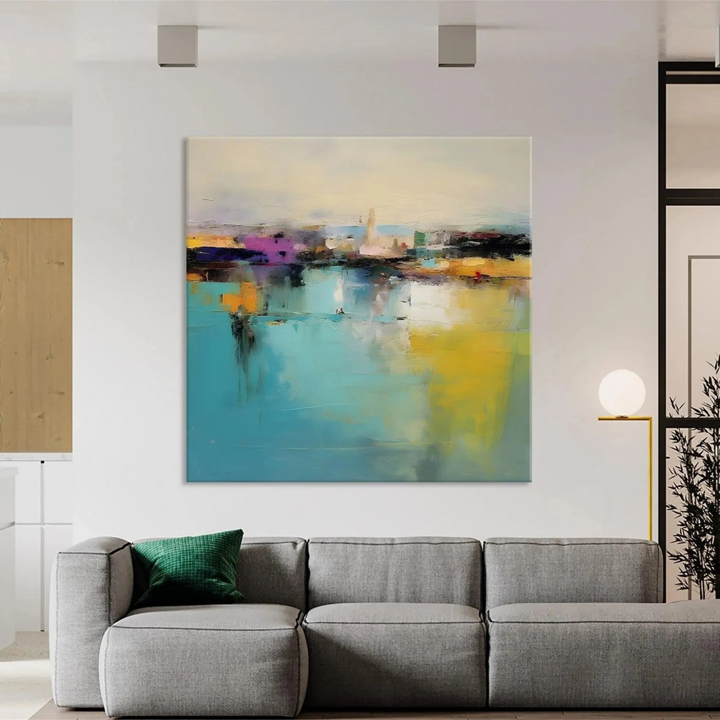 Blue & Green Abstract Wall Art Canvas Print #BG074 - Modern Home Decor for Living Room, Bedroom & Office