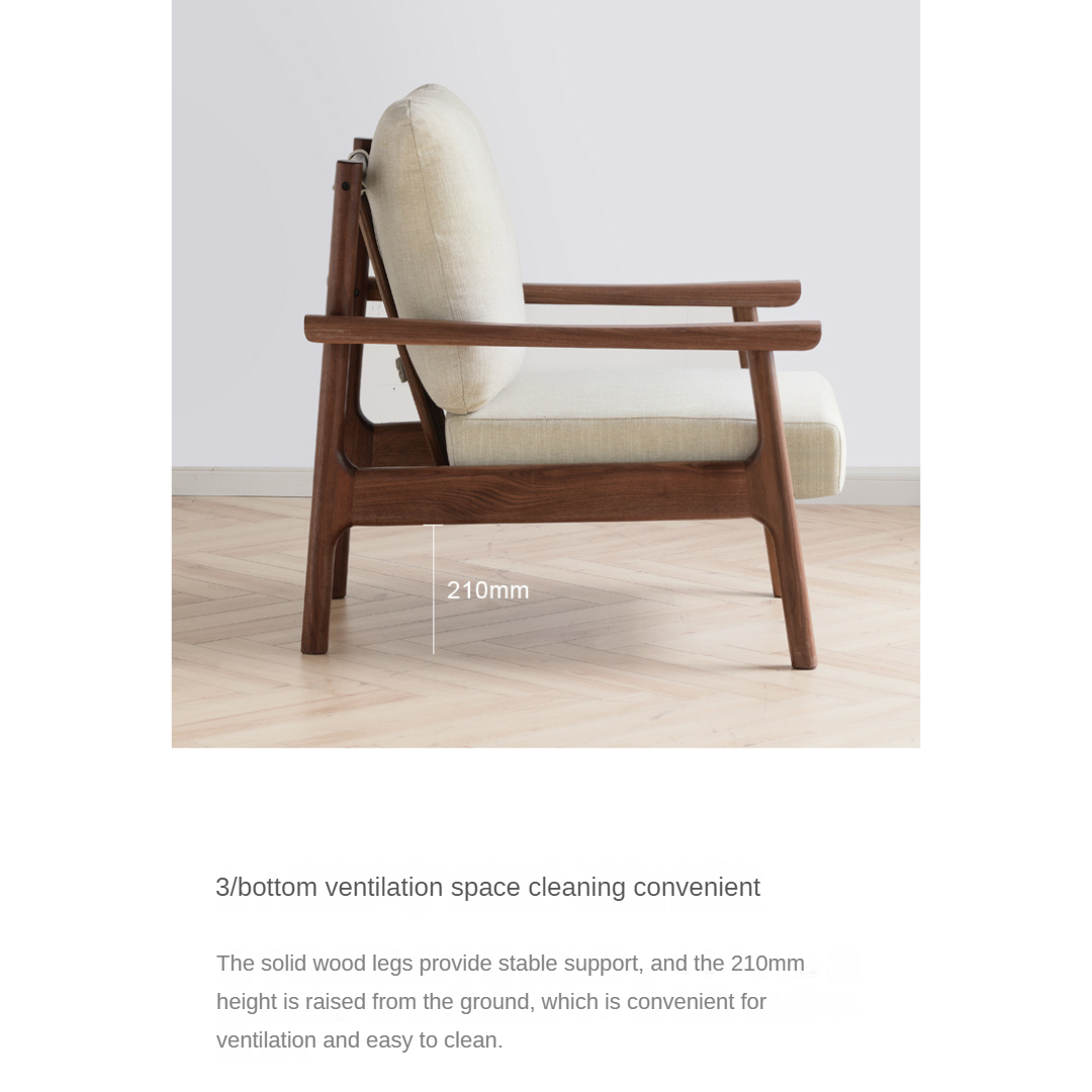 Handcrafted Black Walnut Solid Wood Single Sofa Chair - Modern Accent Chair for Living Room, Bedroom & Office - Perfect for Reading Nook, Lounge Area or Home Decor