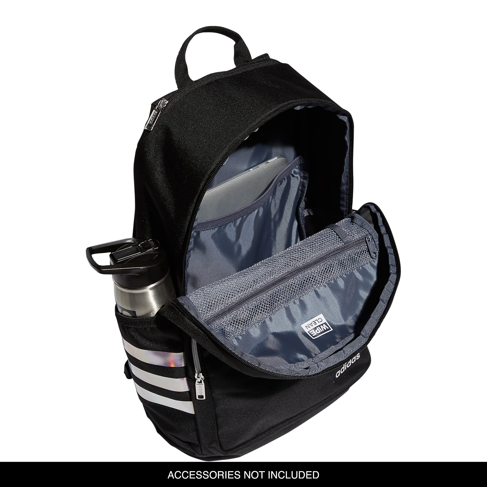 Adidas Classic 3-Stripe Backpack - Durable School & Travel Bag for Students, Laptops & Sports Gear - Black/Snowglobe/4.0 - Perfect for College, Gym & Everyday Use