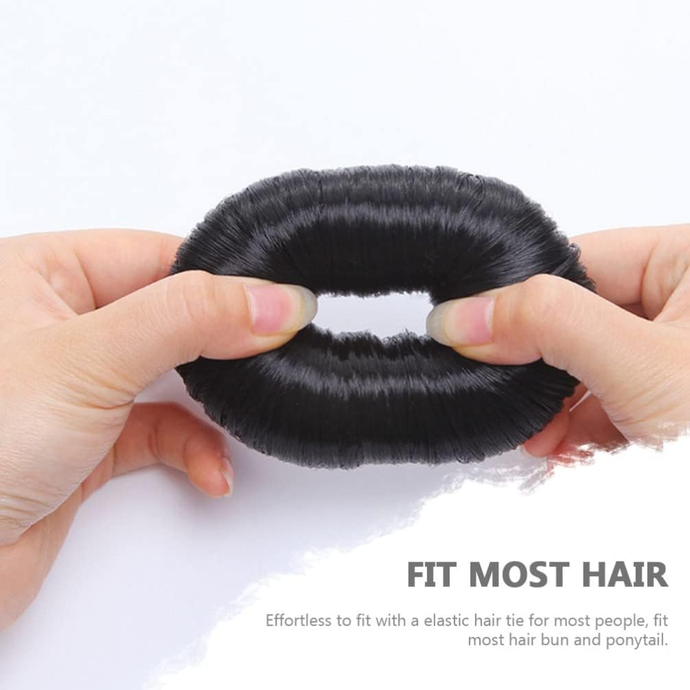 Miss Lirenn® 2-Piece Donut Bun Cushion Set - Wig Winder Hair Bun Maker for Women & Girls - 7cm Black Hair Styling Accessories - Perfect for Updos, Ponytails & Everyday Hairstyles