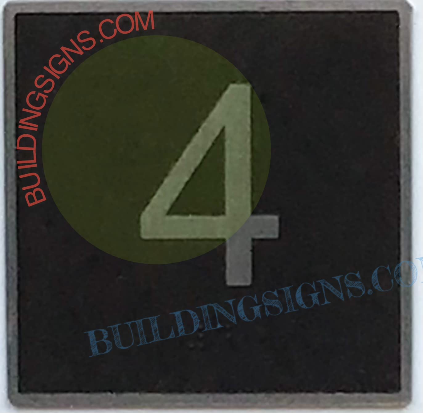 Cast Iron Elevator Floor Number 4 Sign - 4x4 Inch Black Background Jamb Plate for Elevators & Buildings | Durable Metal Signage for Office, Hotel & Apartment Use