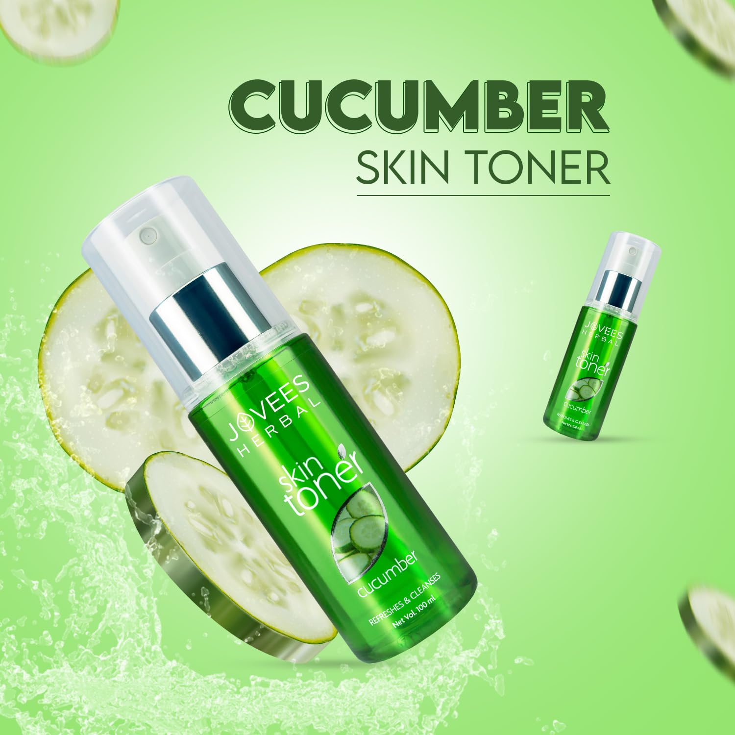 Jovees Herbal Cucumber Skin Toner - Hydrating Face Mist for Glowing Skin | Alcohol-Free Toner for Oily & Acne-Prone Skin | Pore Tightening & Cleansing | Paraben & Chemical Free 100ml | Perfect for Daily Skincare Routine & Post-Workout Refreshment