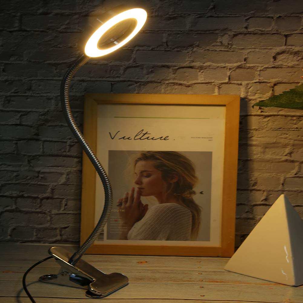 LED Magnifier Clip Lamp with Eye Protection - Adjustable Aluminum Alloy Light for Reading, Tattooing, Crafts & Close Work | Perfect for Book Lovers, Artists & Hobbyists