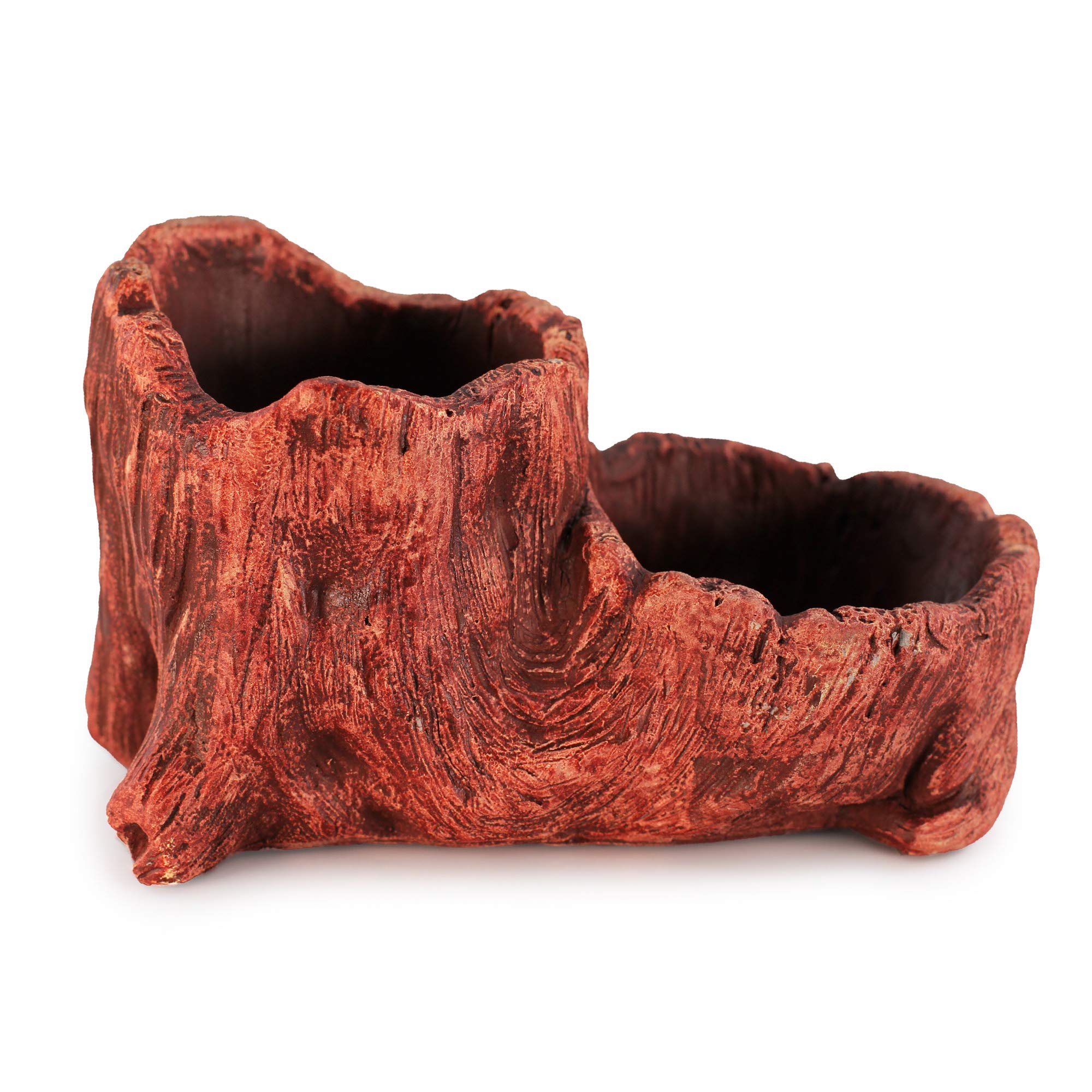 Ceramic Wood Planter Pot for Indoor Plants - Unique Log Design Succulent & Flower Pot (Redwood Boot Style) | Perfect for Home Decor, Office Desk & Small Plant Displays