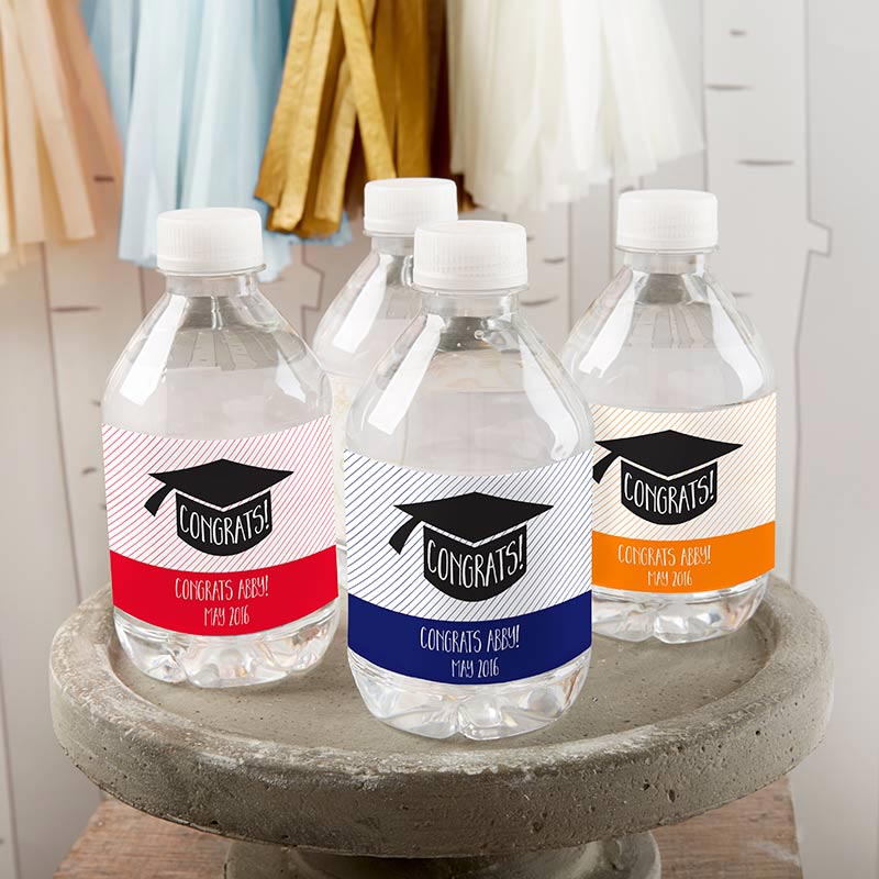 Custom Graduation Water Bottle Labels - Personalized Congrats Grad Drink Tags for Parties, Gifts & School Events