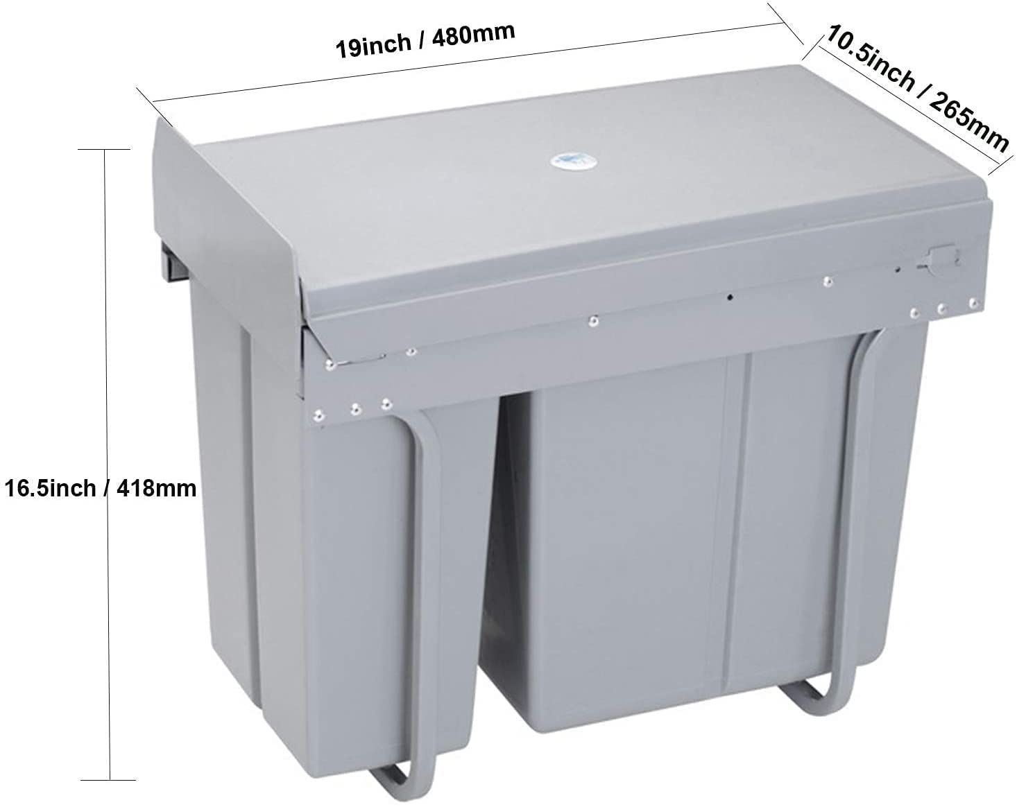 Under Cabinet Pull Out Trash Can - 20+10 Quart Double Sliding Kitchen Waste Bin with Recycling System for Garbage Classification - Perfect for Under Sink Storage & Organized Kitchen Waste Management