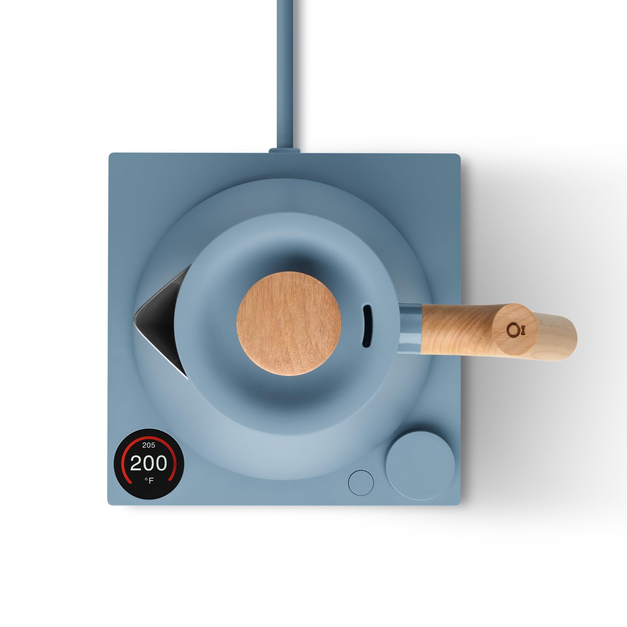 Fellow Corvo EKG Pro Electric Tea Kettle - Fast Heating, Precise Temp Control, Built-in Timer - 0.9L Hazy Blue with Maple Handle - Perfect for Home, Office & Tea Ceremonies