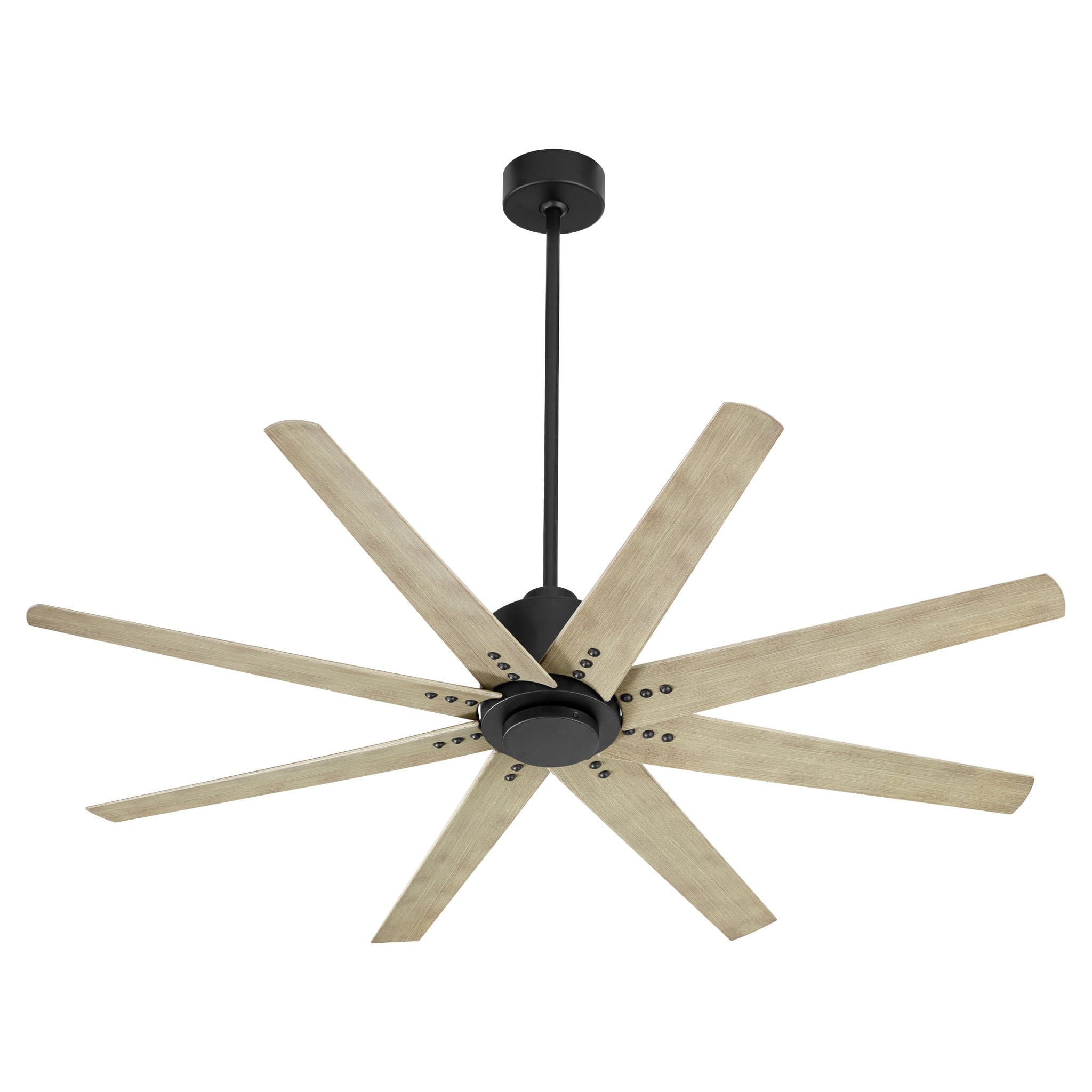 56 Inch 8-Blade Ceiling Fan with Remote Control - Aged Brass & Black Finish - Oxygen FLEET 3 112 40 - Perfect for Living Room, Bedroom, and Outdoor Spaces