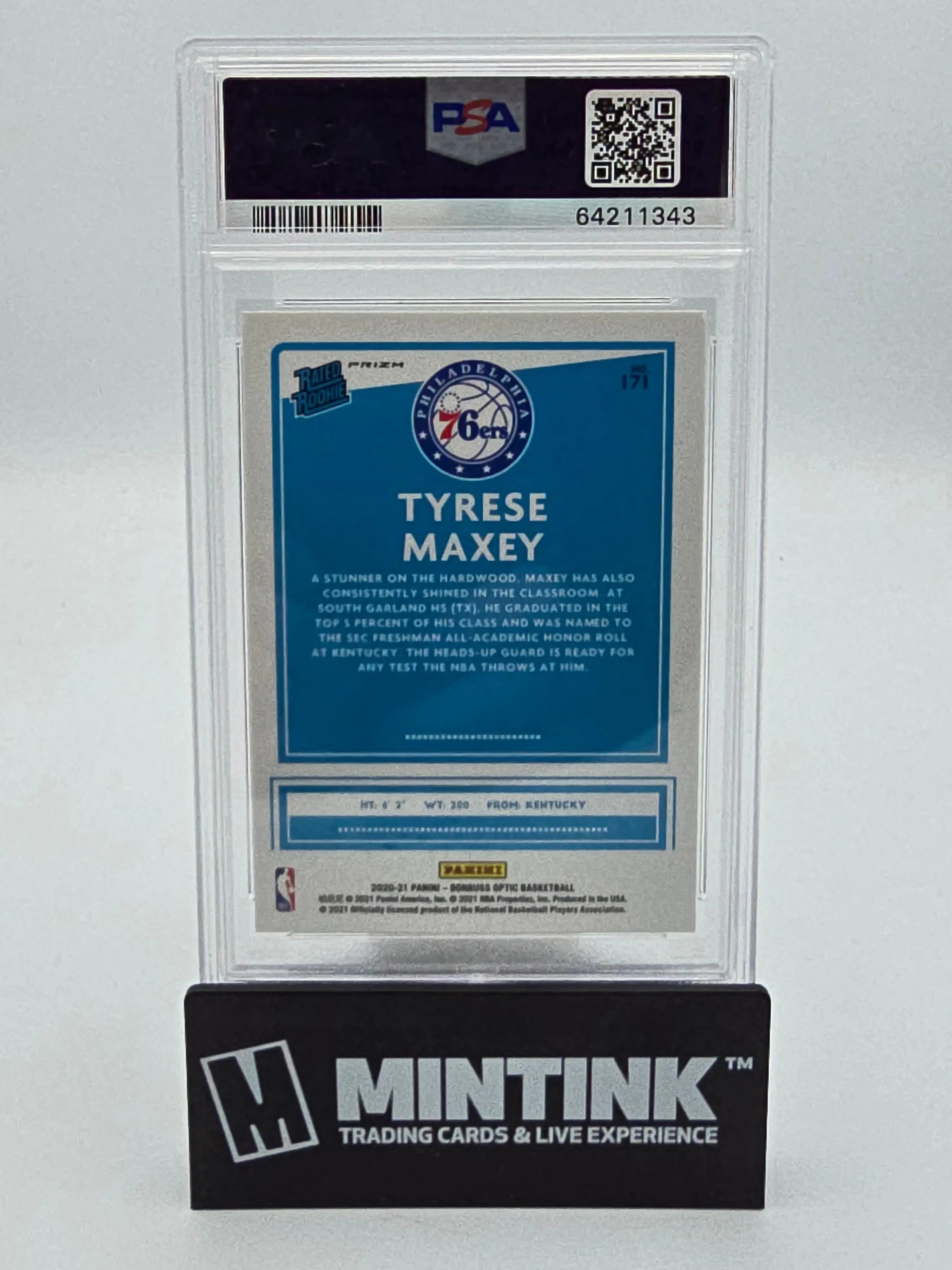 2020 Panini Donruss Optic Holo Tyrese Maxey Rated Rookie PSA 10 #171 Basketball Card - Perfect for Collectors, Investors & Sports Memorabilia Displays