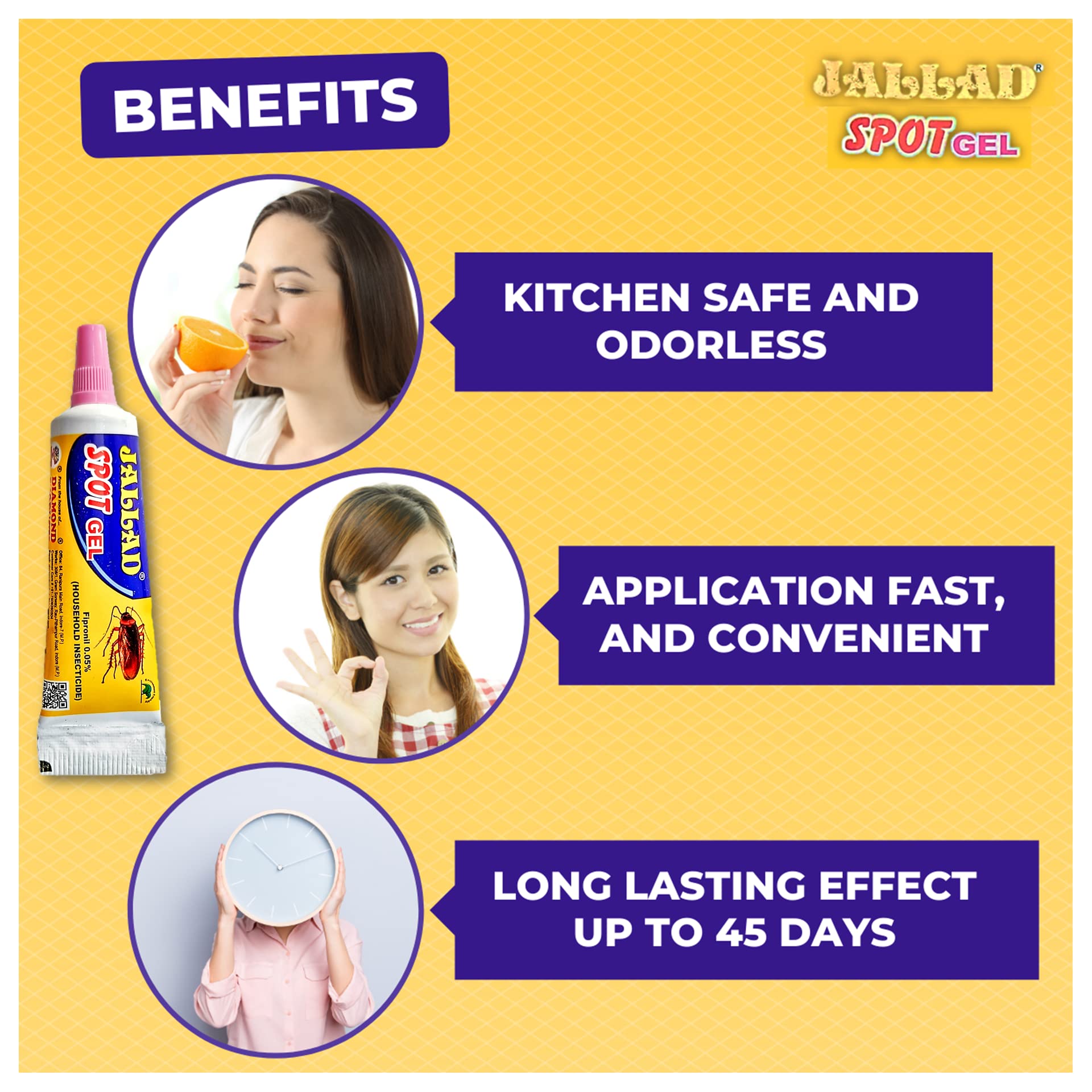 JALLAD SPOT GEL Powerful Cockroach Killer - Super Strength Pest Control Gel (10g x 3 Pack) - Effective Roach Elimination for Kitchen, Bathroom & Home Use