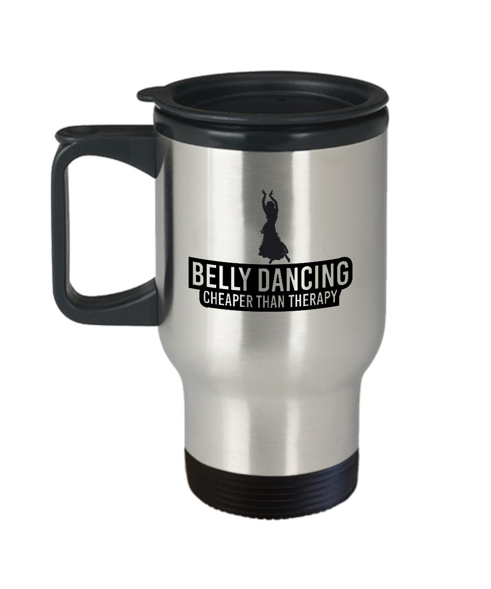 mmandiDESIGNS Belly Dance Travel Mug - 14oz Insulated Stainless Steel Tumbler for Hot & Cold Drinks - Perfect for Coffee, Tea & Smoothies - Great Gift for Dancers & Yoga Lovers