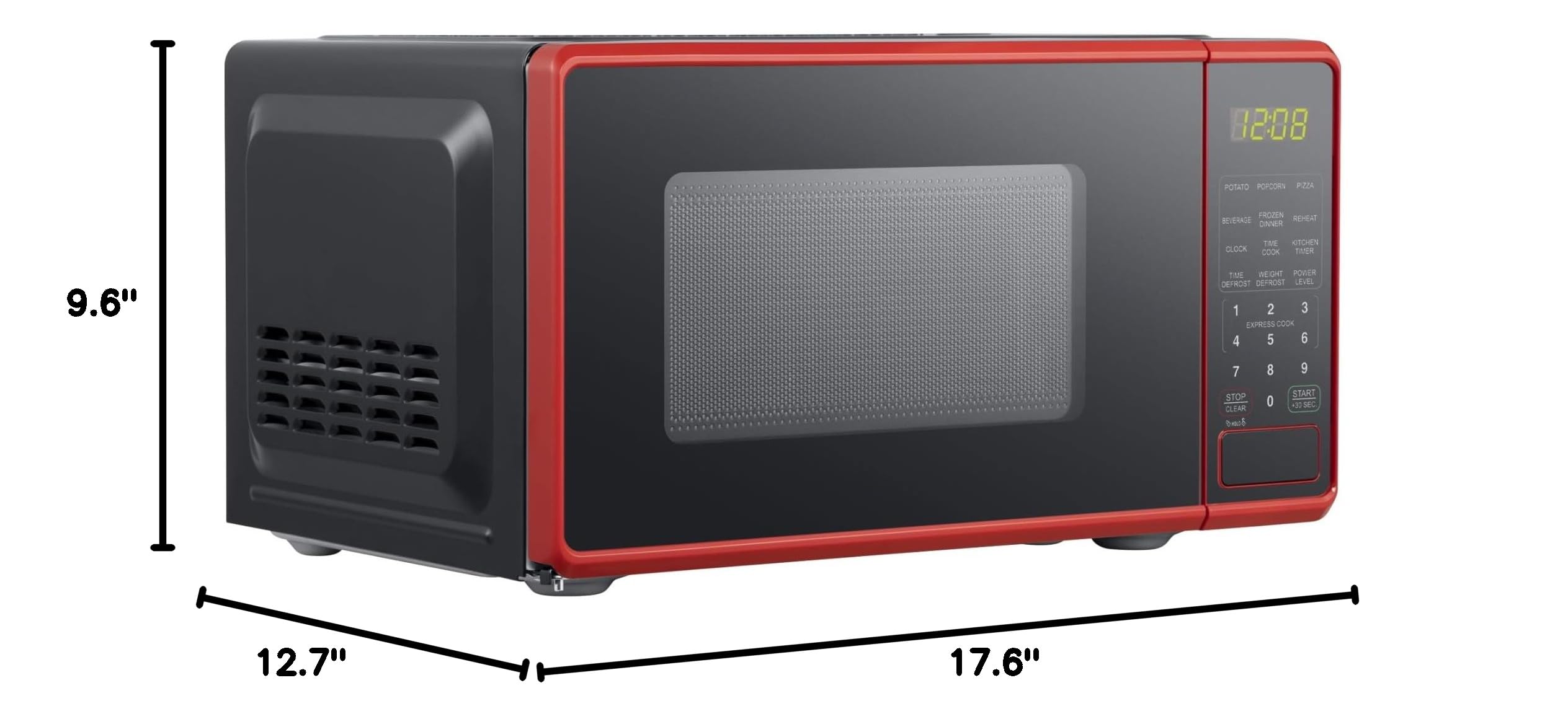 0.7 cu. ft. Red Countertop Microwave Oven - 700W Compact Microwave for Small Kitchens, Dorms & Offices - Fast Cooking & Reheating