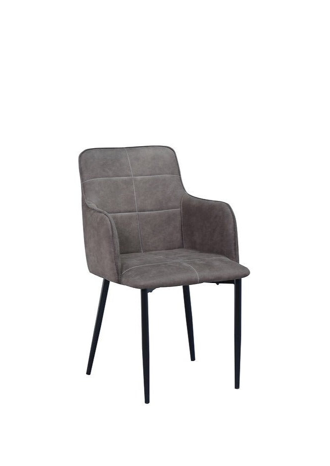 Charcoal Brown PU Leather Dining Chairs with Black Metal Legs - Set of 2 Modern Kitchen & Dining Room Furniture for Home & Office