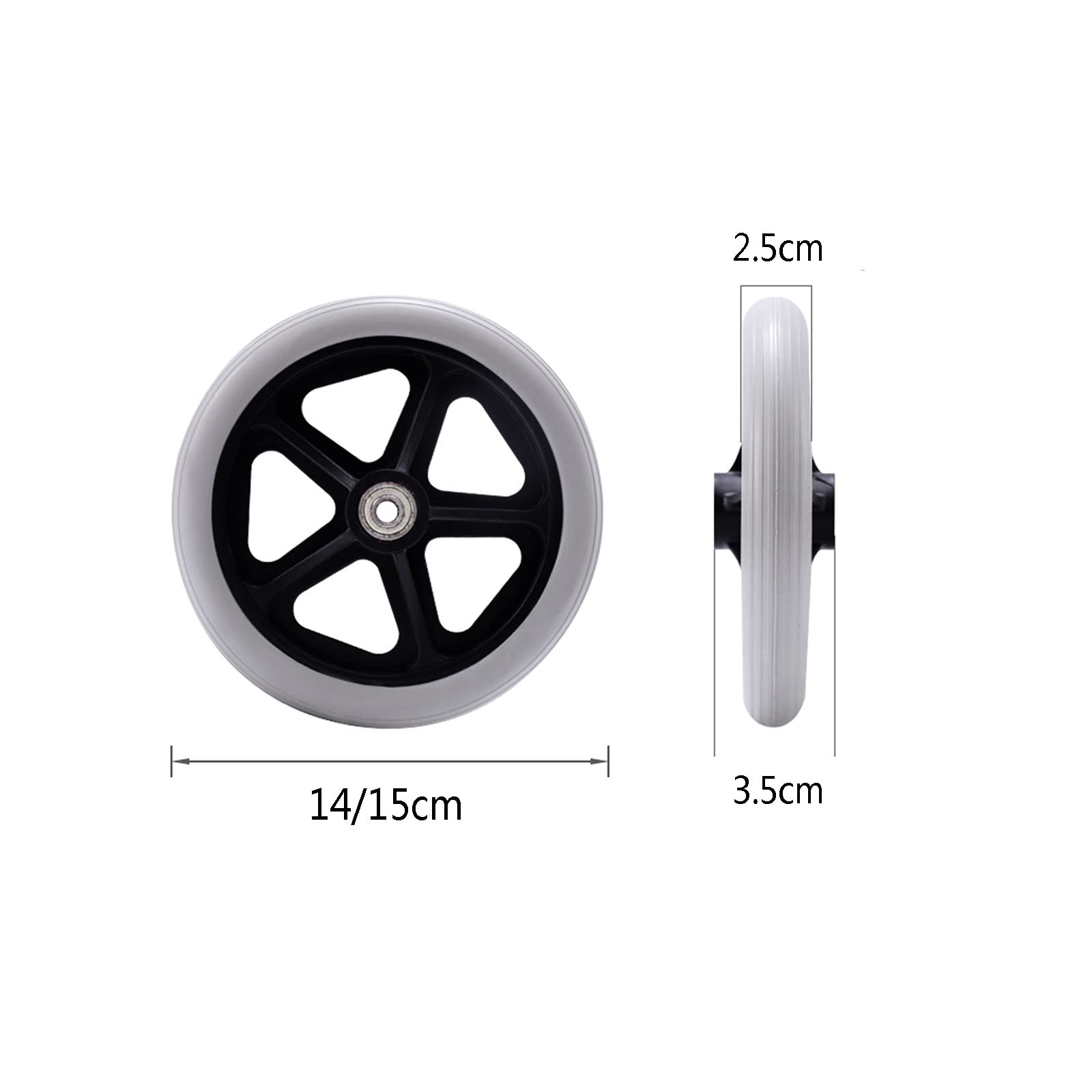 6/7 Inch Anti-Slip Rubber Wheelchair Walker Replacement Wheels - Gray 6in Front Caster Rollator Wheels for Mobility Aids & Medical Equipment - Perfect for Elderly Care, Hospital Use & Home Mobility Assistance