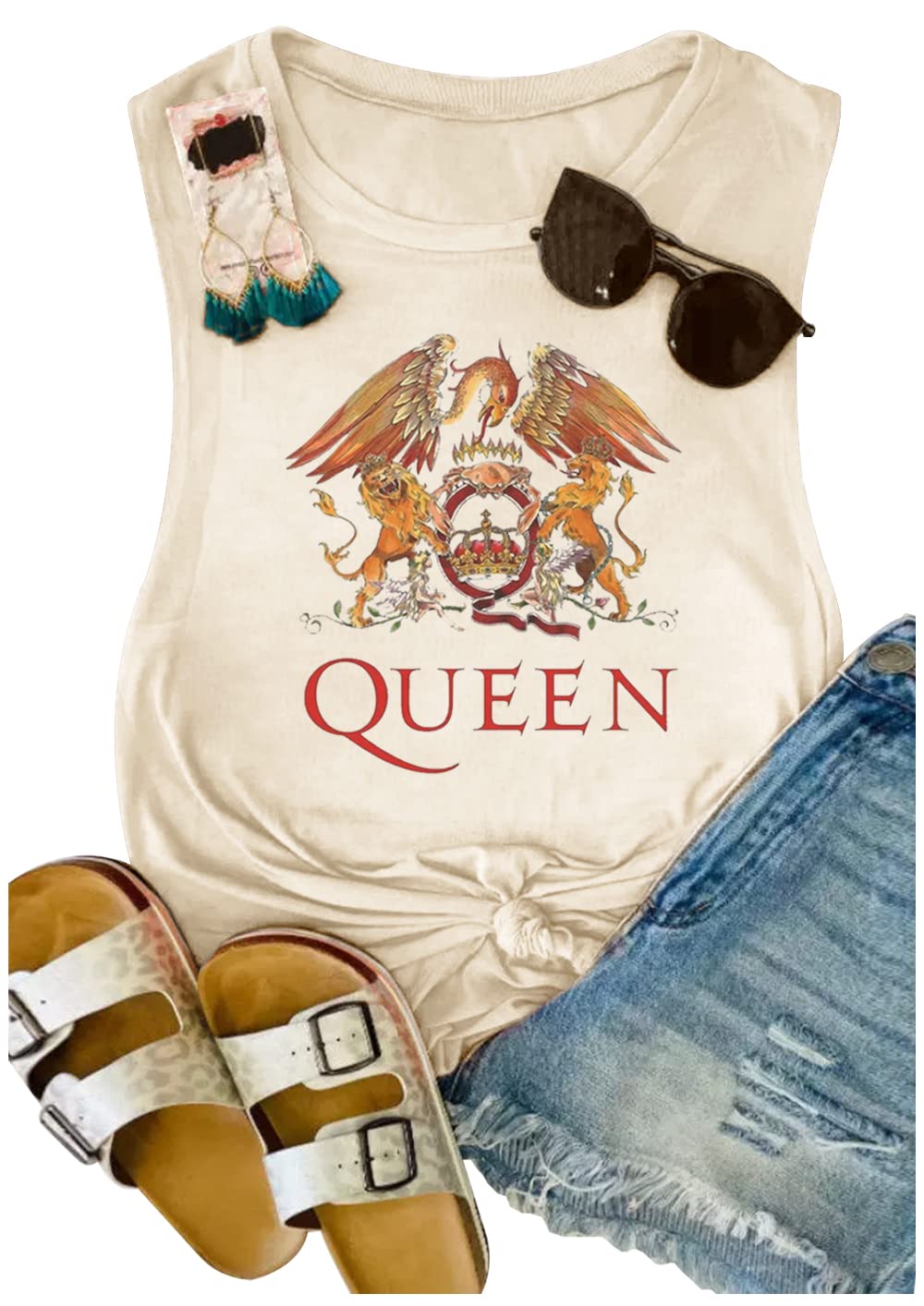 Vintage Rock Band T-Shirt for Women - Freddie Mercury Graphic Tee - Music Lovers Tank Top | Perfect for Concerts, Summer Outfits & Casual Wear