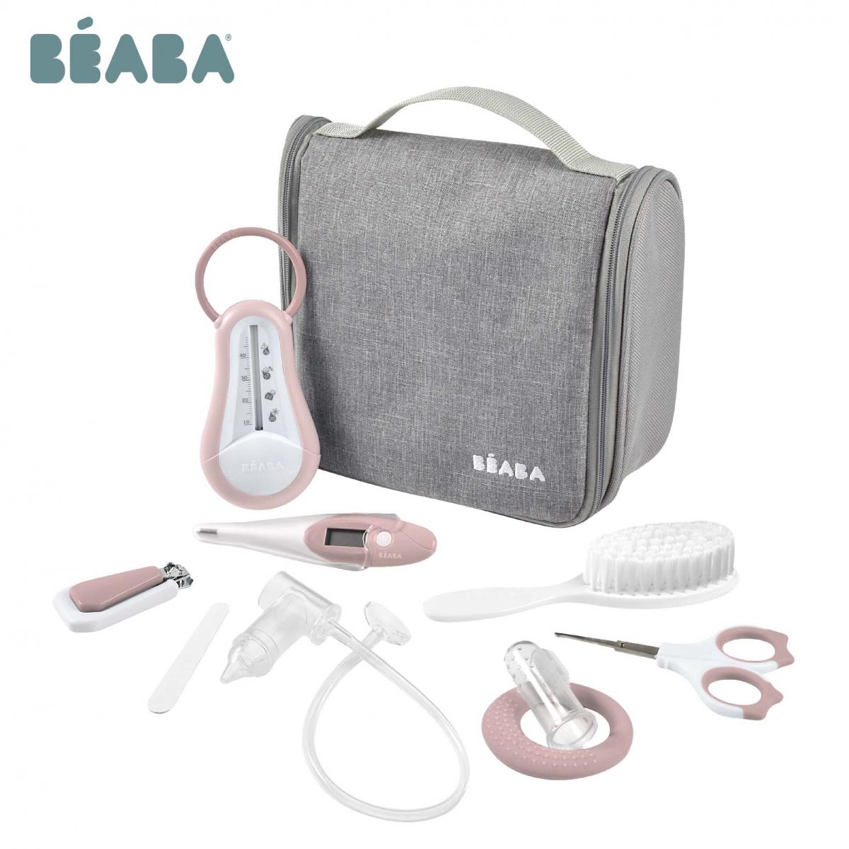 Beaba 9-Piece Baby Care Set with Hanging Bag - Essential Newborn Grooming Kit for Bath Time, Diaper Changes & Travel