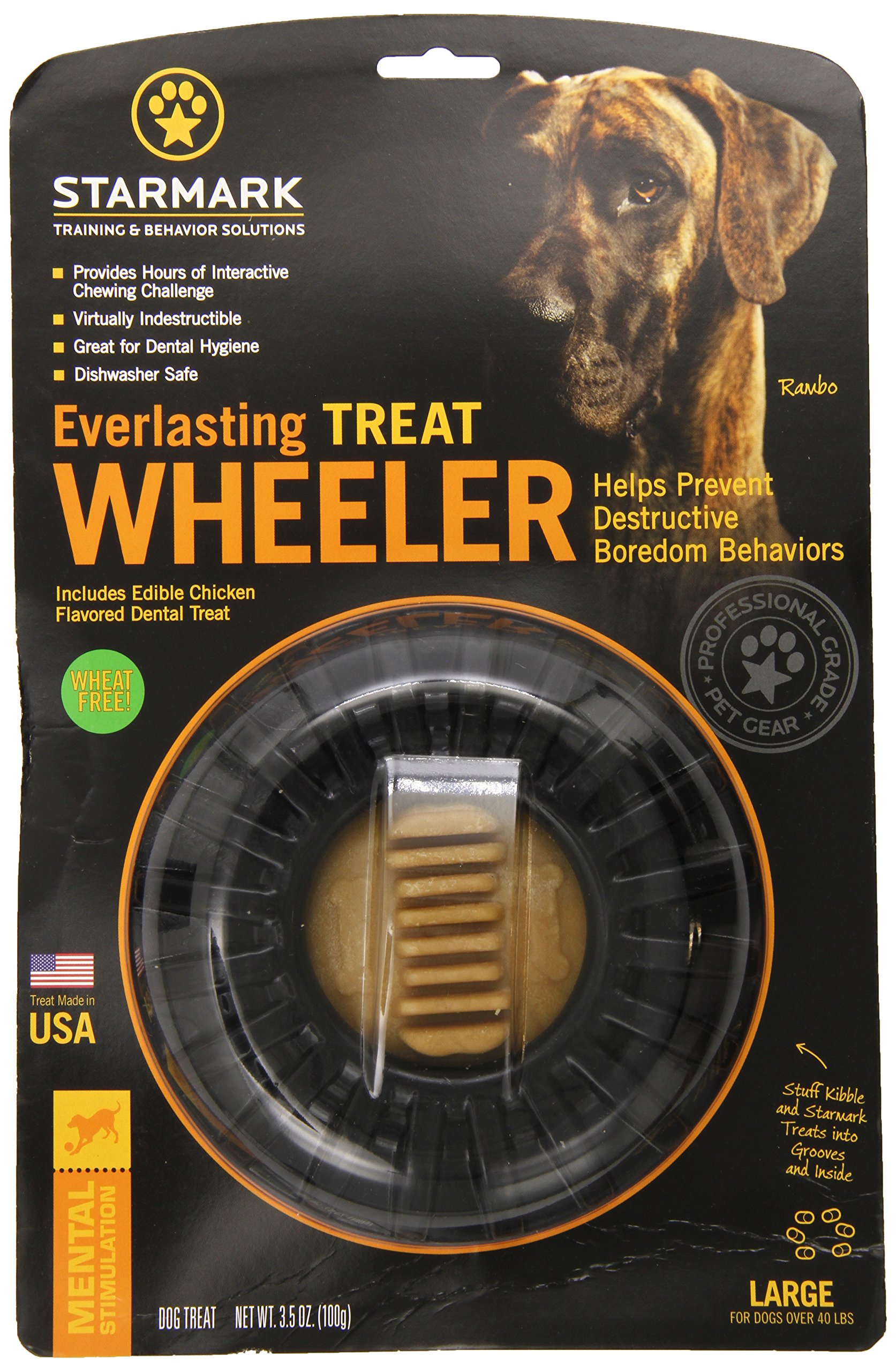 Starmark Everlasting Treat Wheeler - Durable Chew Toy for Dogs - Interactive Treat Dispenser for Large & Small Breeds - Perfect for Playtime, Training & Mental Stimulation