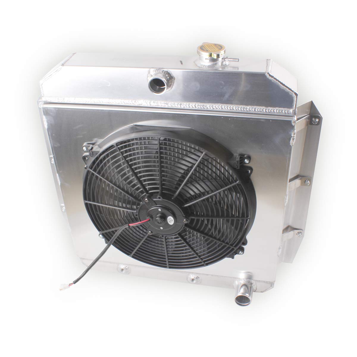 3-Rows Aluminum Radiator with Fan Shroud for 1955-1959 Chevy/GMC 100/150 C/K Pickup L6/V8 - Heavy Duty Cooling System for Classic Truck Restoration & Hot Rod Builds