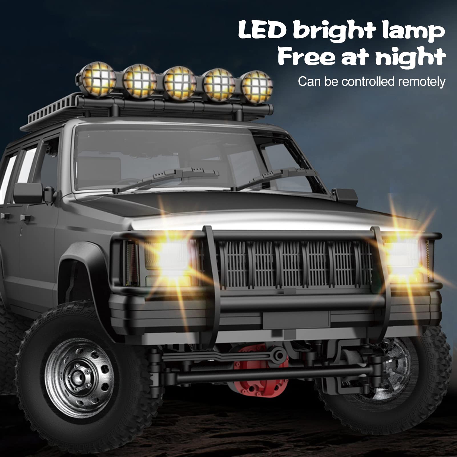 Goolsky 1:12 Scale RC Rock Crawler - 4WD Off-Road Remote Control Truck with 2.4GHz All-Terrain Climbing & LED Lights - Includes 2 Batteries for Kids & Adults (Blue) - Perfect for Outdoor Adventures, Backyard Play & RC Racing