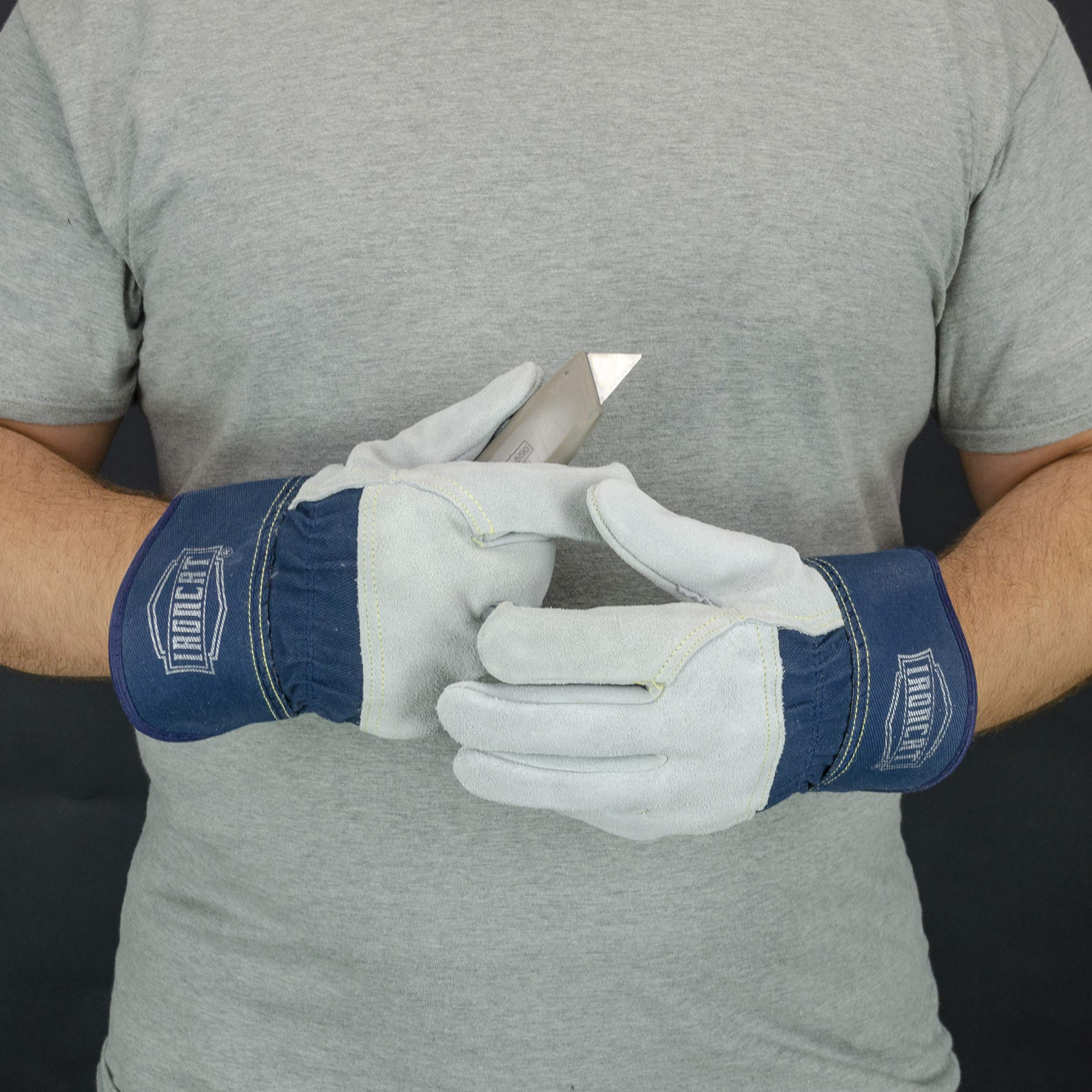 Ironcat IC65 X2XL Premium Heavy Duty Split Cowhide Leather Work Gloves - 3XL Size (6