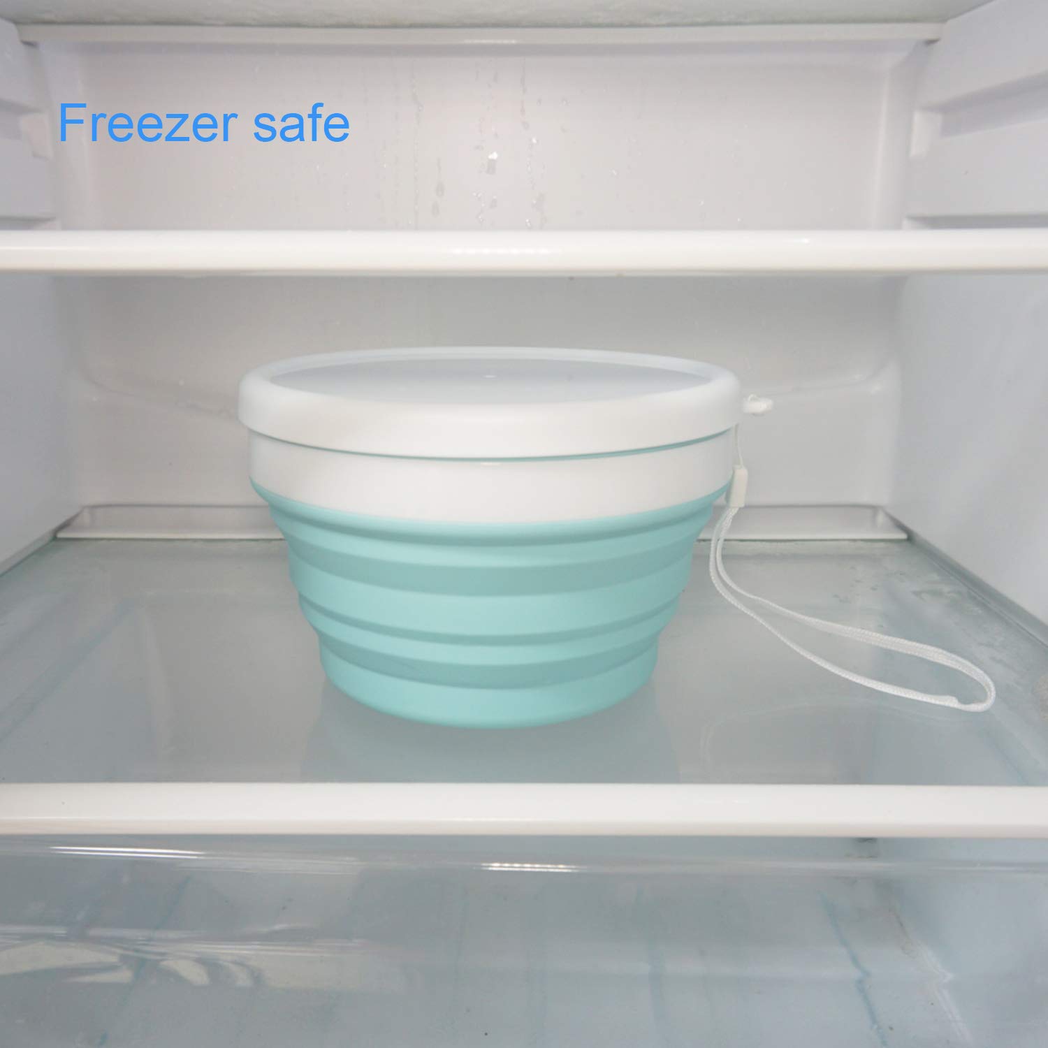 CARTINTS 950ml Collapsible Silicone Bowls - Reusable Food Storage Containers with Lids - BPA-Free Meal Prep Bowls for Kitchen, Travel & Camping - Space Saving Collapsible Design (Blue) - Perfect for Picnics, Office Lunch & Outdoor Adventures