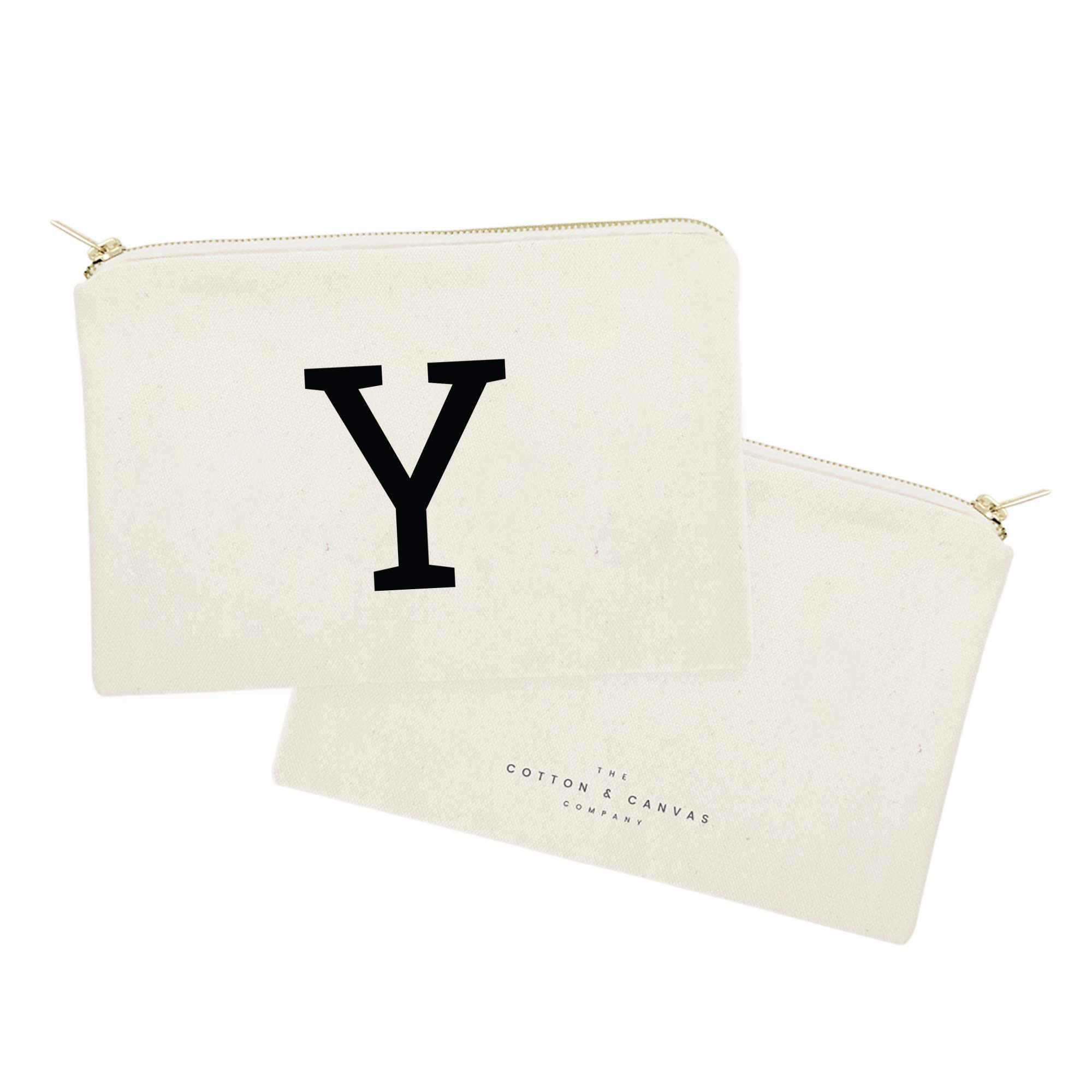 Personalized Monogram Initial Y Cosmetic Bag - Cotton & Canvas Travel Makeup Pouch for Women | Perfect for Travel, Gym & Daily Essentials Organization