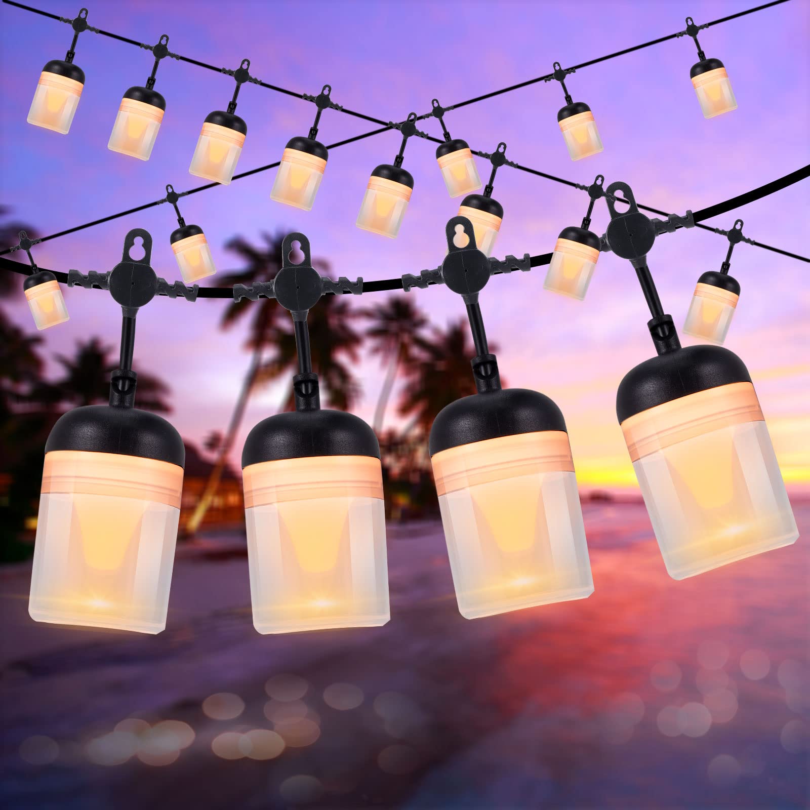 52.5FT Outdoor LED String Lights - 16 PCS Waterproof Patio Lights (3000K Warm White, IP65 Rated) with 2835 Forest Bulbs - UL Listed Heavy Duty for Café, Bistro, Garden, Porch & Christmas Decor - Perfect for Outdoor Dining, Backyard Parties & Holiday Lighting