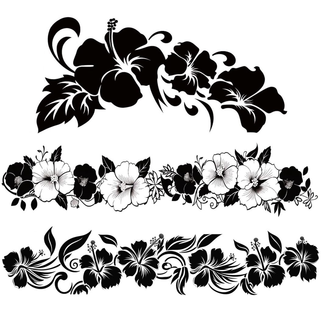 Artsure 6 Sheets Temporary Fake Tattoos for Men & Women - Hawaiian Hibiscus Flower Designs (3.7x3.7 Inch) - Perfect for Neck, Arm, Chest - Great for Parties, Festivals & Beach Events