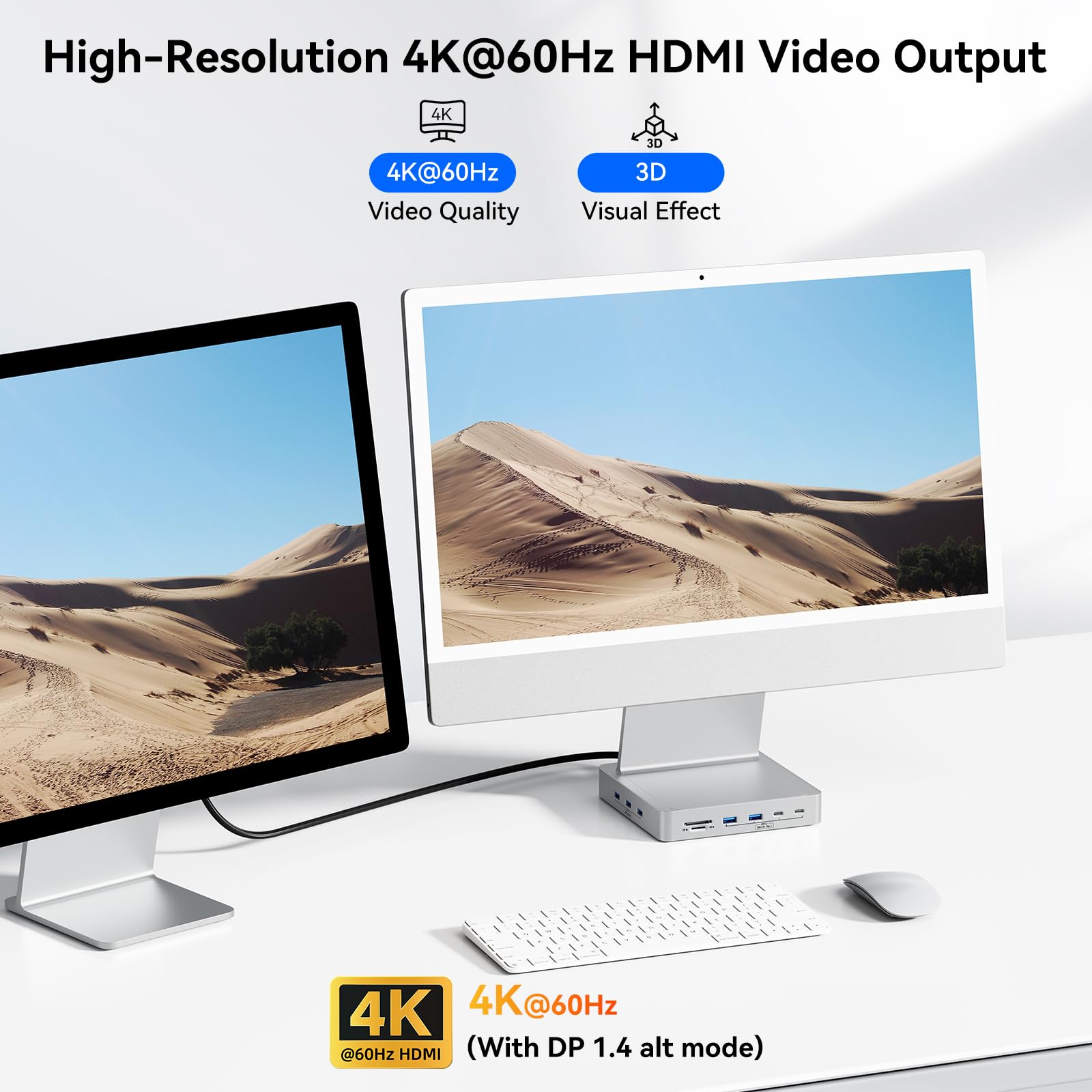 13-Port USB C Hub for iMac 24 inch 2021/2023/2024 - 5 USB-A & 2 USB-C 3.0 Ports, 4K@60Hz HDMI, 1Gbps Ethernet, SD/TF Card Reader - Compatible with iMac M1/M3/M4 - Perfect for Home Office, Video Editing & External Storage Expansion (M.2 NVME SSD Not Included)
