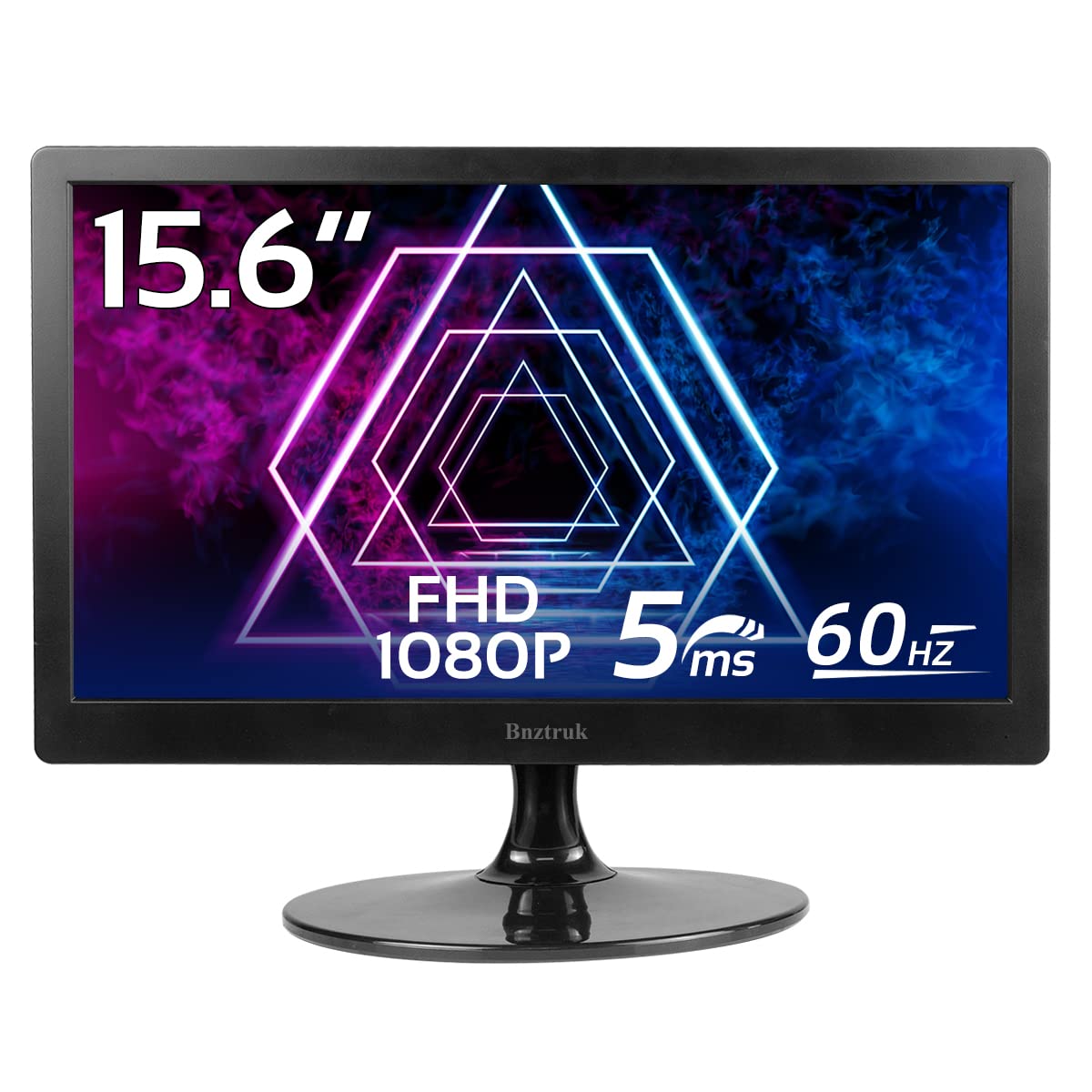 Bnztruk 15.6 Inch FHD 1080p Computer Monitor with HDMI & VGA Ports, Built-in Speakers, 60Hz Refresh Rate, 16:9 Aspect Ratio - Ideal for PC, Laptop, Raspberry Pi, PS3/PS4, Xbox & Windows OS - Perfect for Gaming, Office Work & Home Entertainment